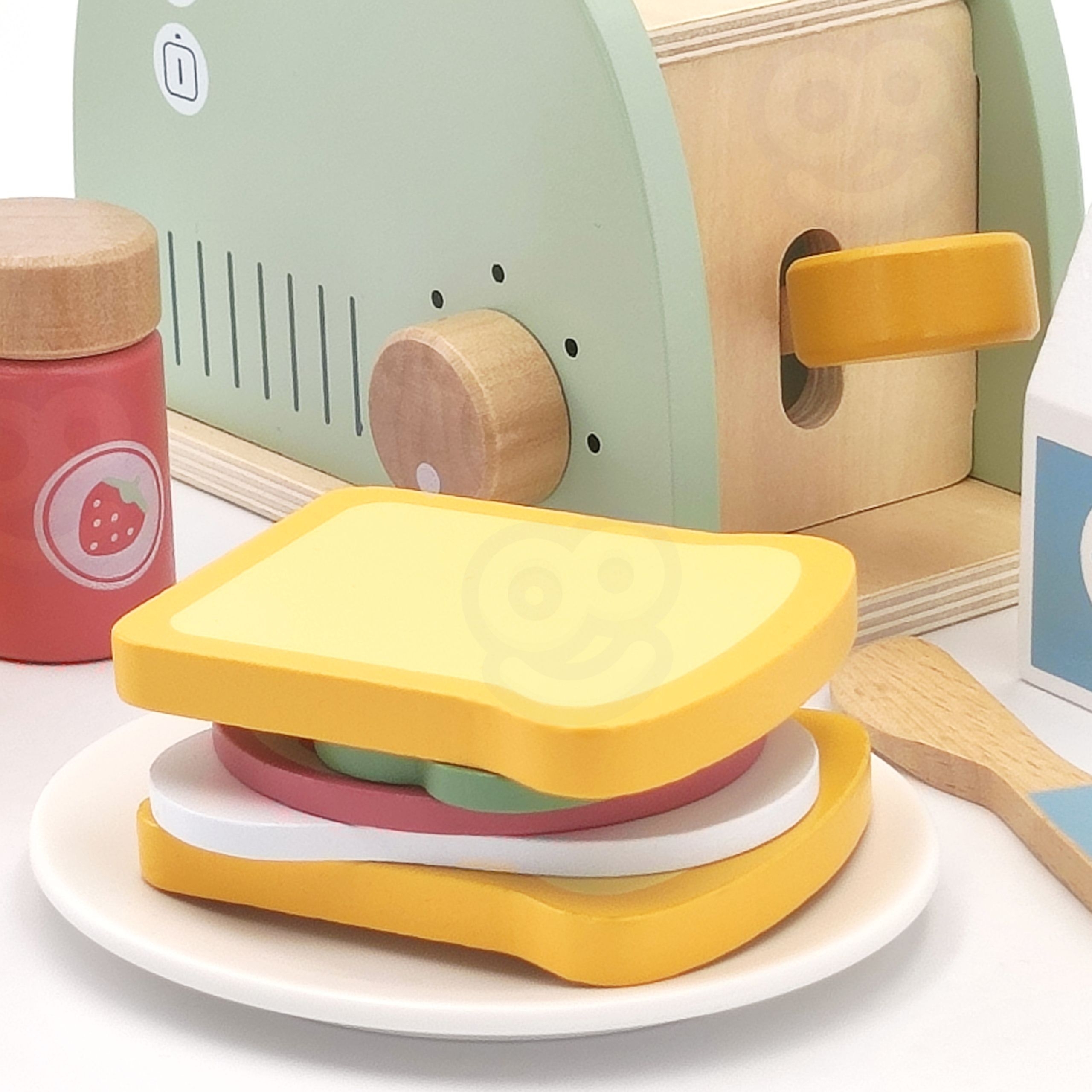 Drewniany toster zestaw śniadaniowy z akcesoriami 14 el. fsc - 8 z 15