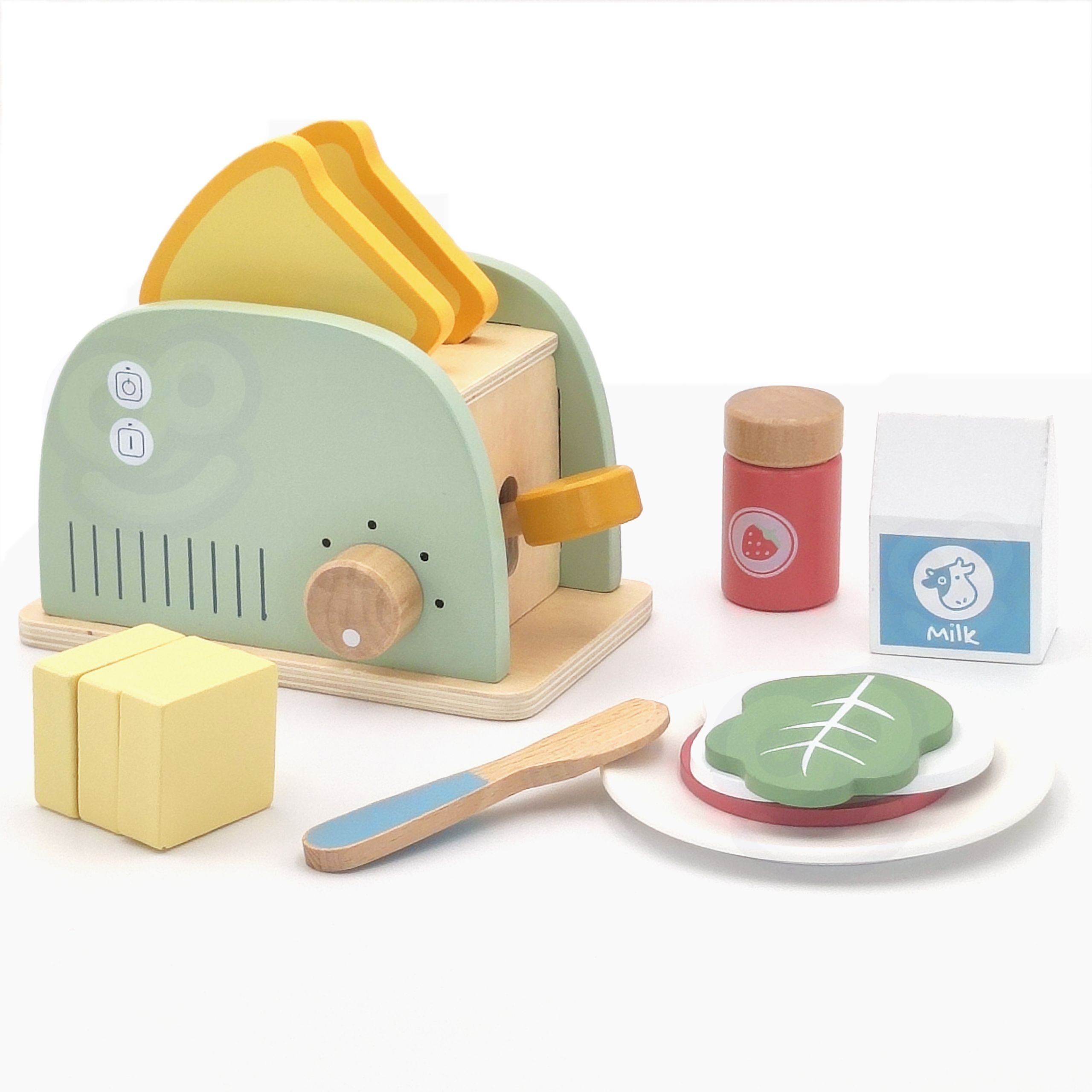 Drewniany toster zestaw śniadaniowy z akcesoriami 14 el. fsc - 12 z 15