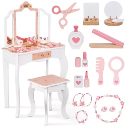 WOOPIE GREEN Drewniana Toaletka z Lustrem i Akcesoriami