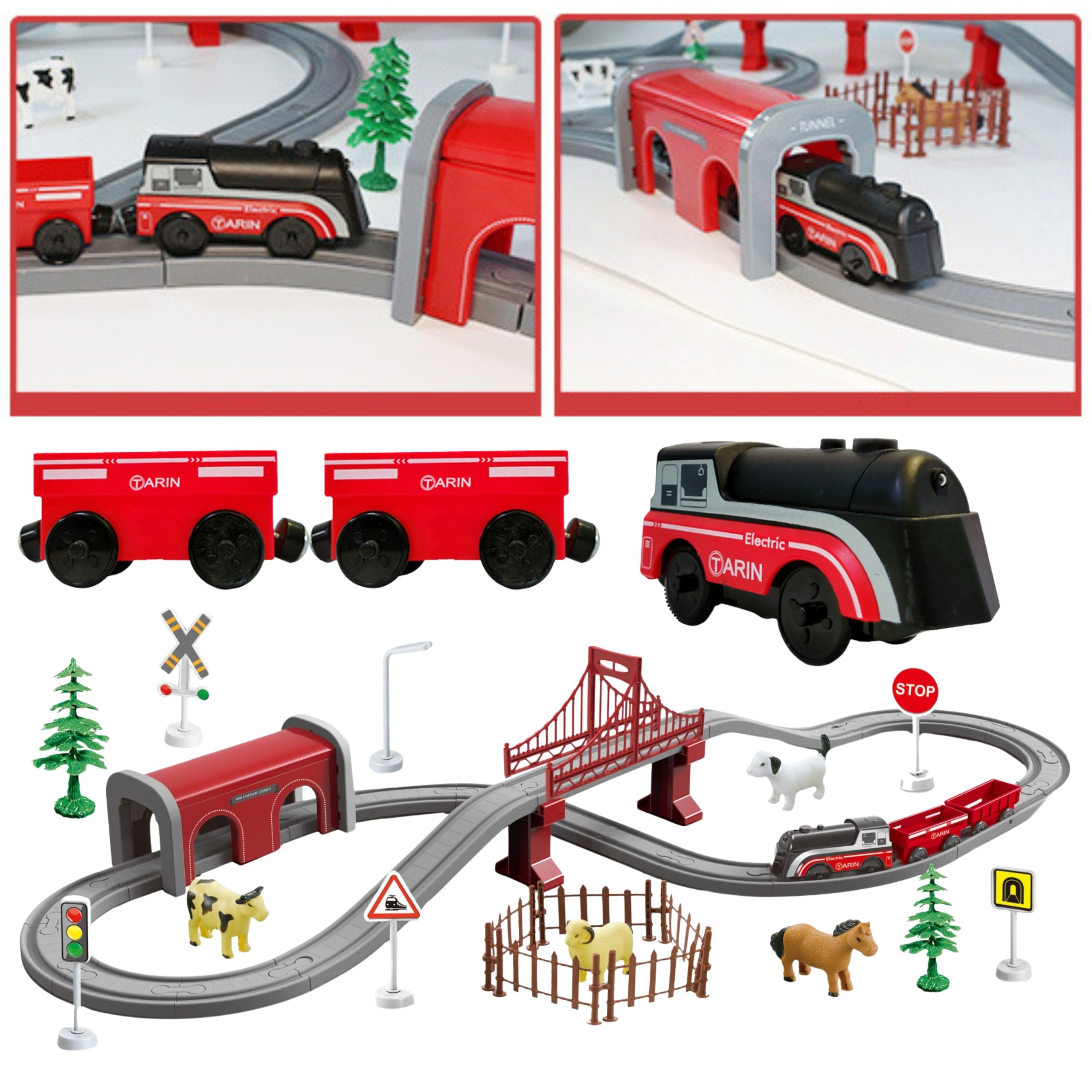 Zestaw elektryczna kolejka lokomotywa tor farma zwierzęta 70 el. - 6 z 6