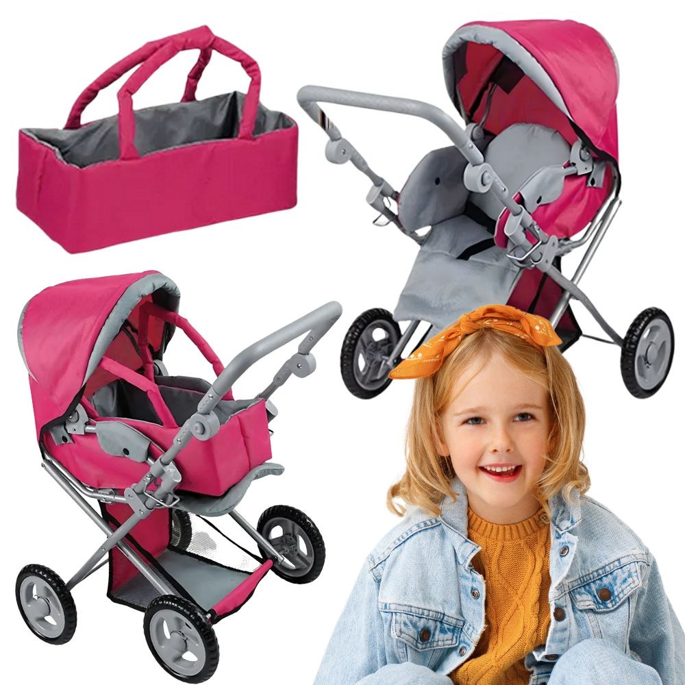 Wózek dla lalek 4w1 nosidełko regulacja - 11 z 11