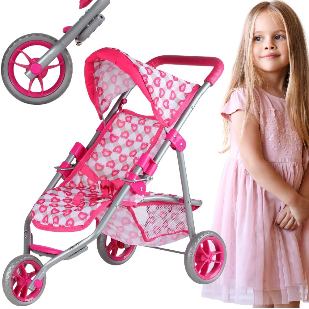Trójkołowa spacerówka wózek dla lalek serce róż - 15 z 15