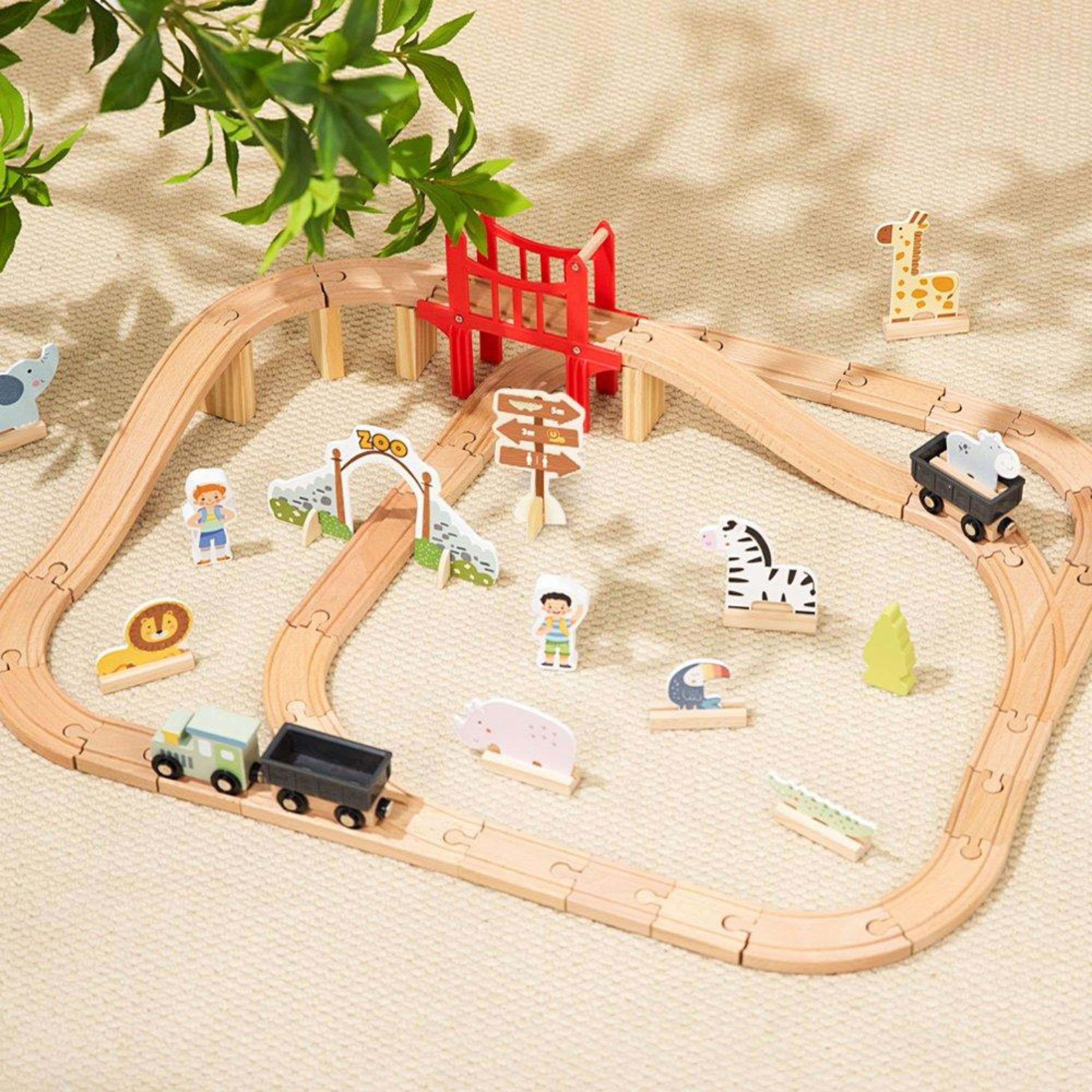 Drewniana kolejka zoo zestaw xl pociąg na magnes tor 60 el. fsc - 3 z 6