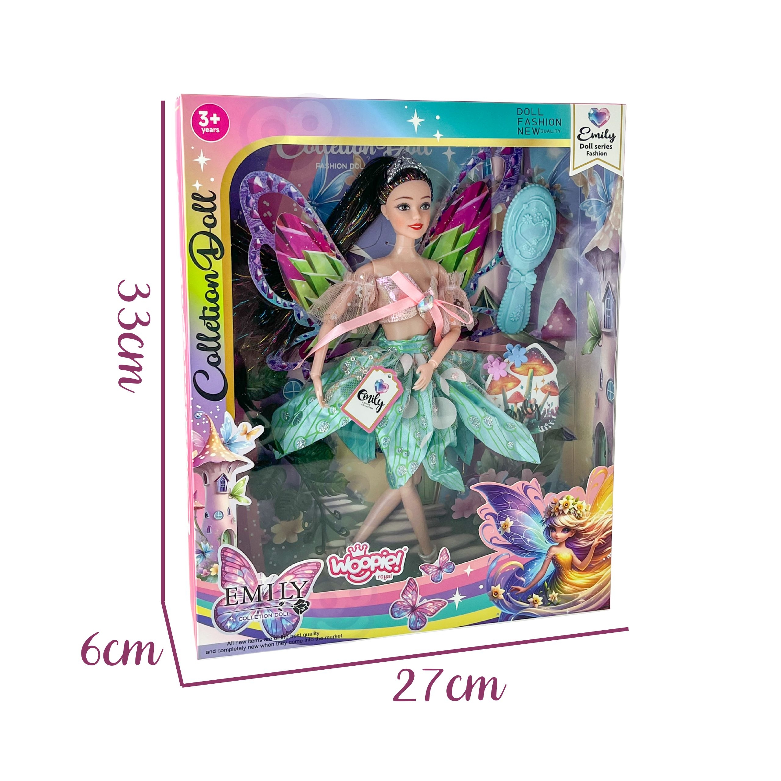 Lalka emi wróżka z kolorowymi skrzydłami i szczotką do włosów - 6 z 6