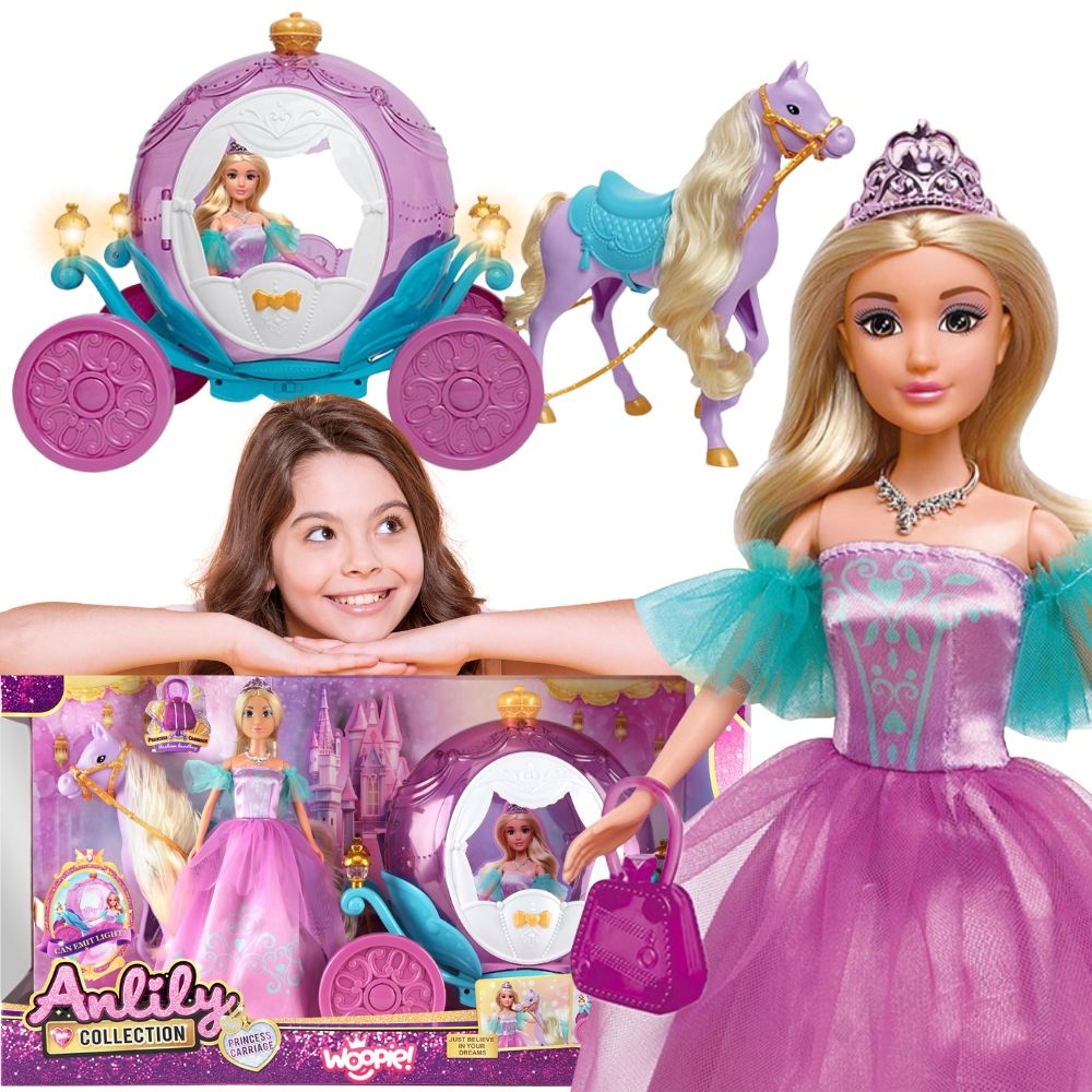 WOOPIE ROYAL Lalka Księżniczka Lily i Magiczny Duży Powóz Karoca Akcesoria