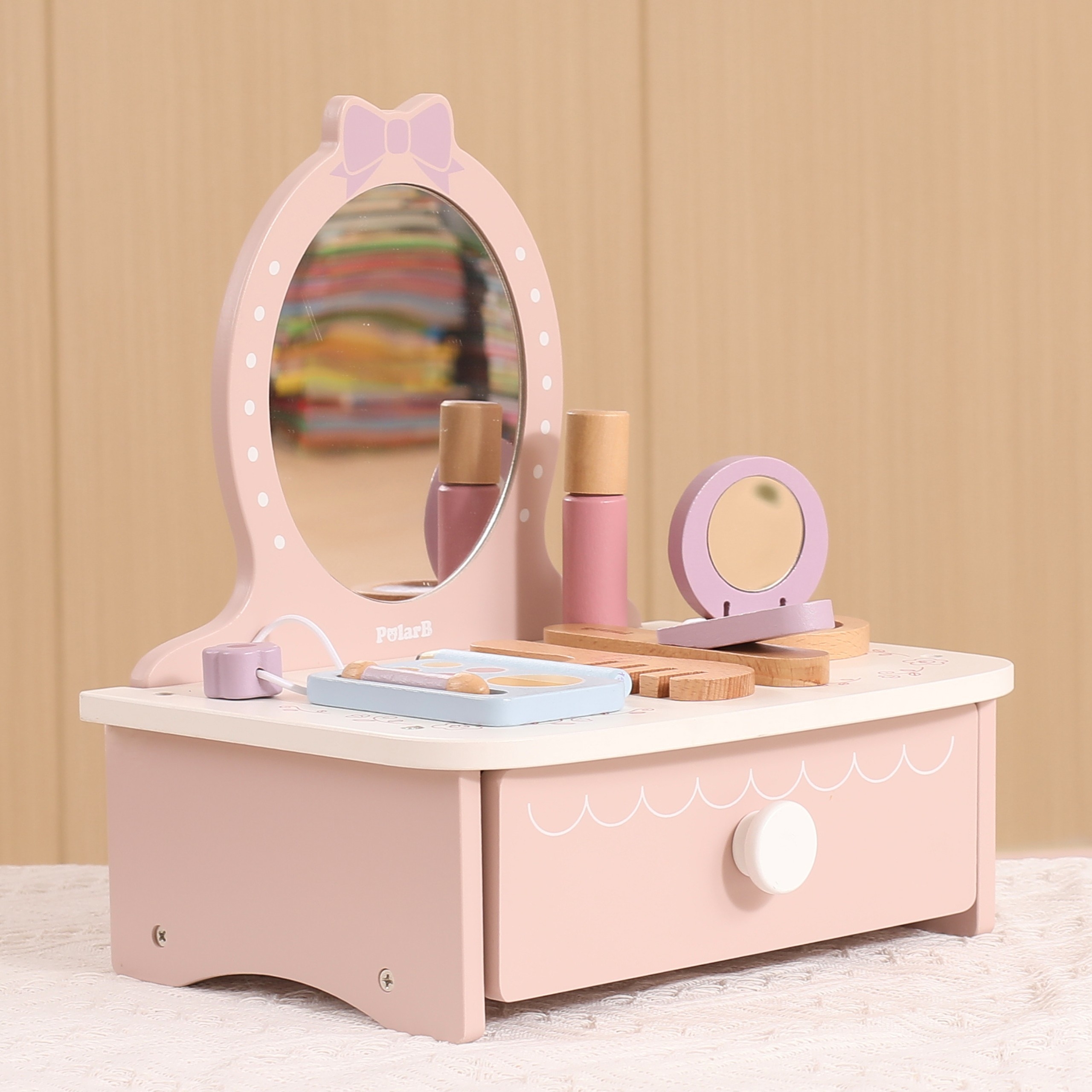Drewniana toaletka z akcesoriami kącik małej księżniczki - 9 z 17