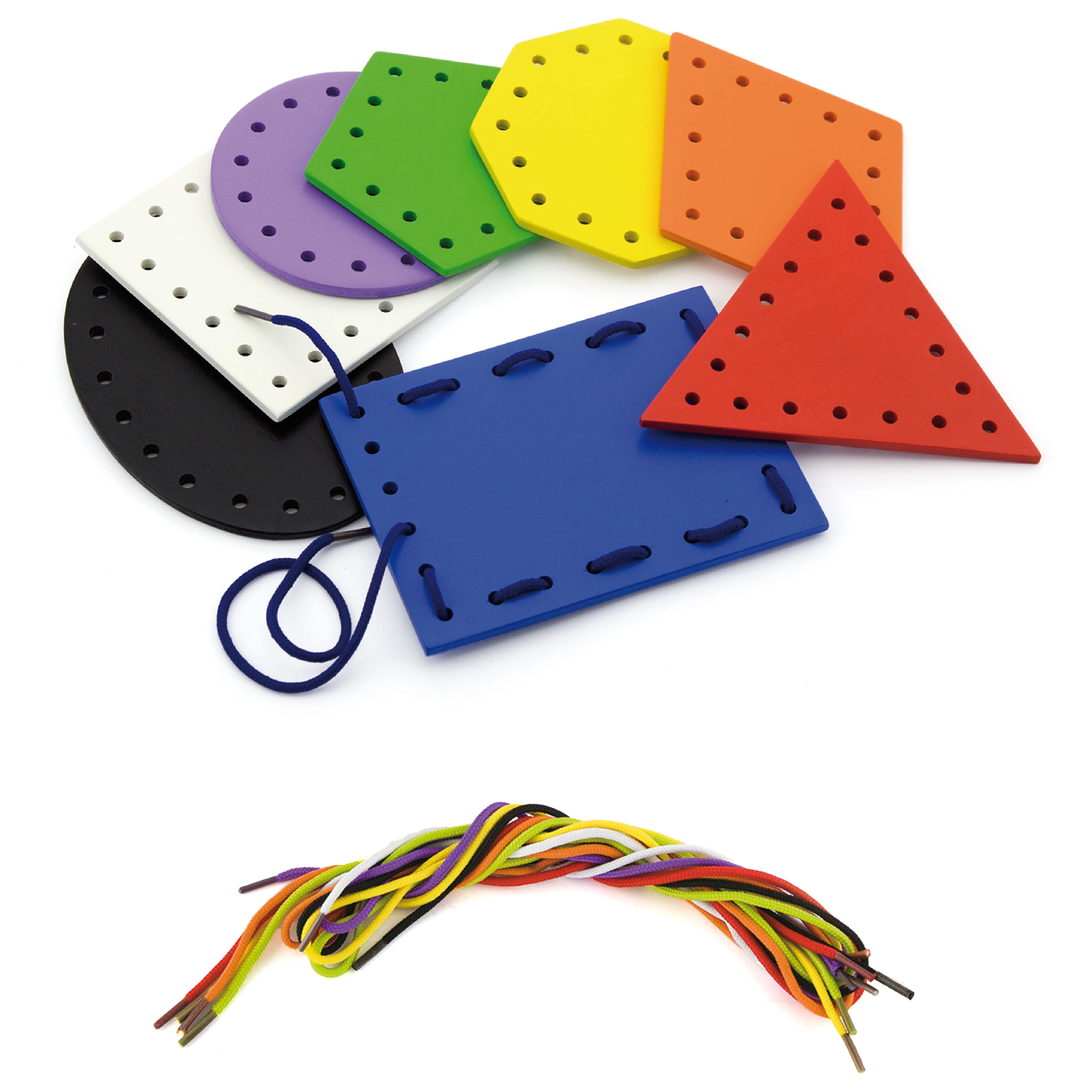 Drewniane kształty do nawlekania i sznurowania montessori - 2 z 3
