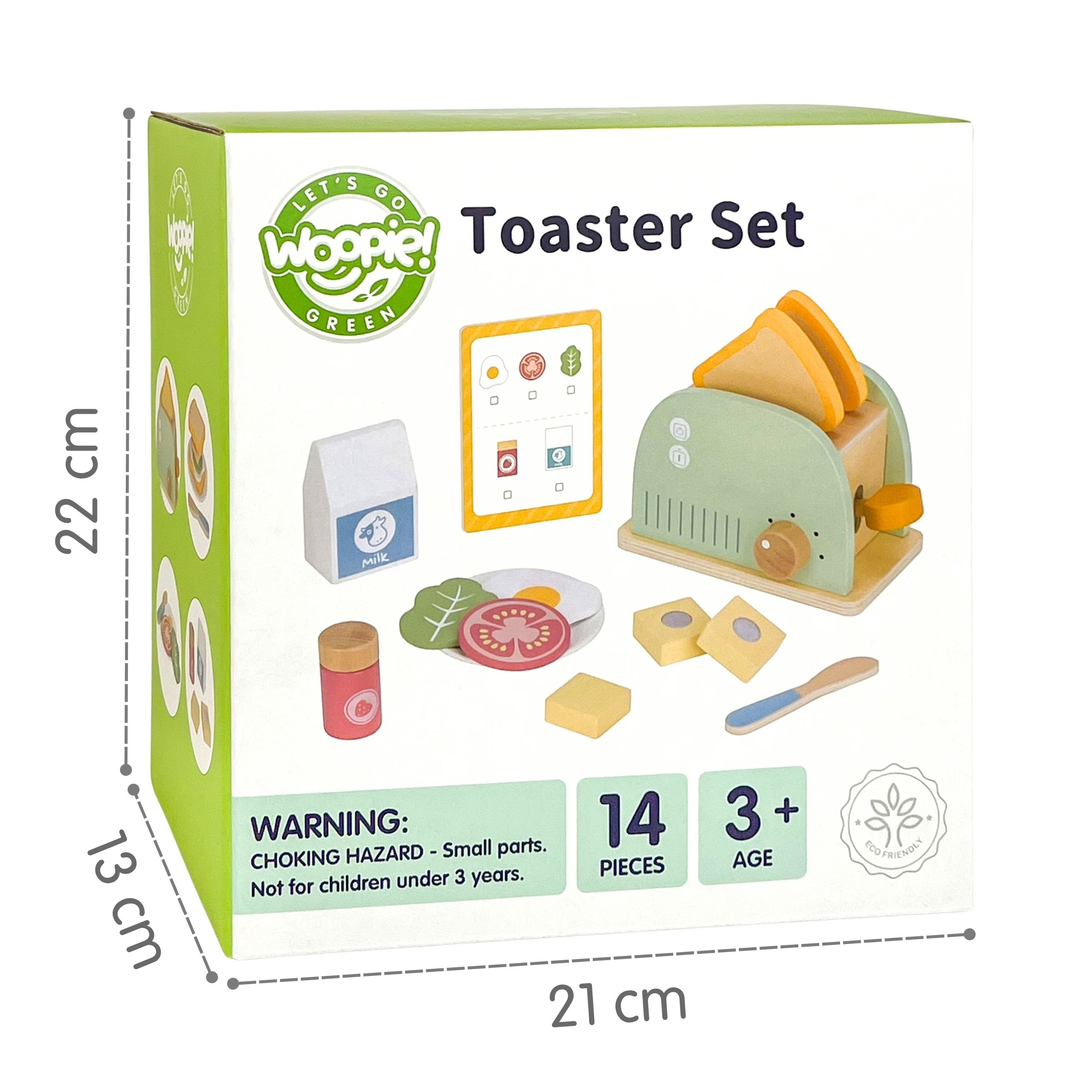 Drewniany toster zestaw śniadaniowy z akcesoriami 14 el. fsc - 15 z 15