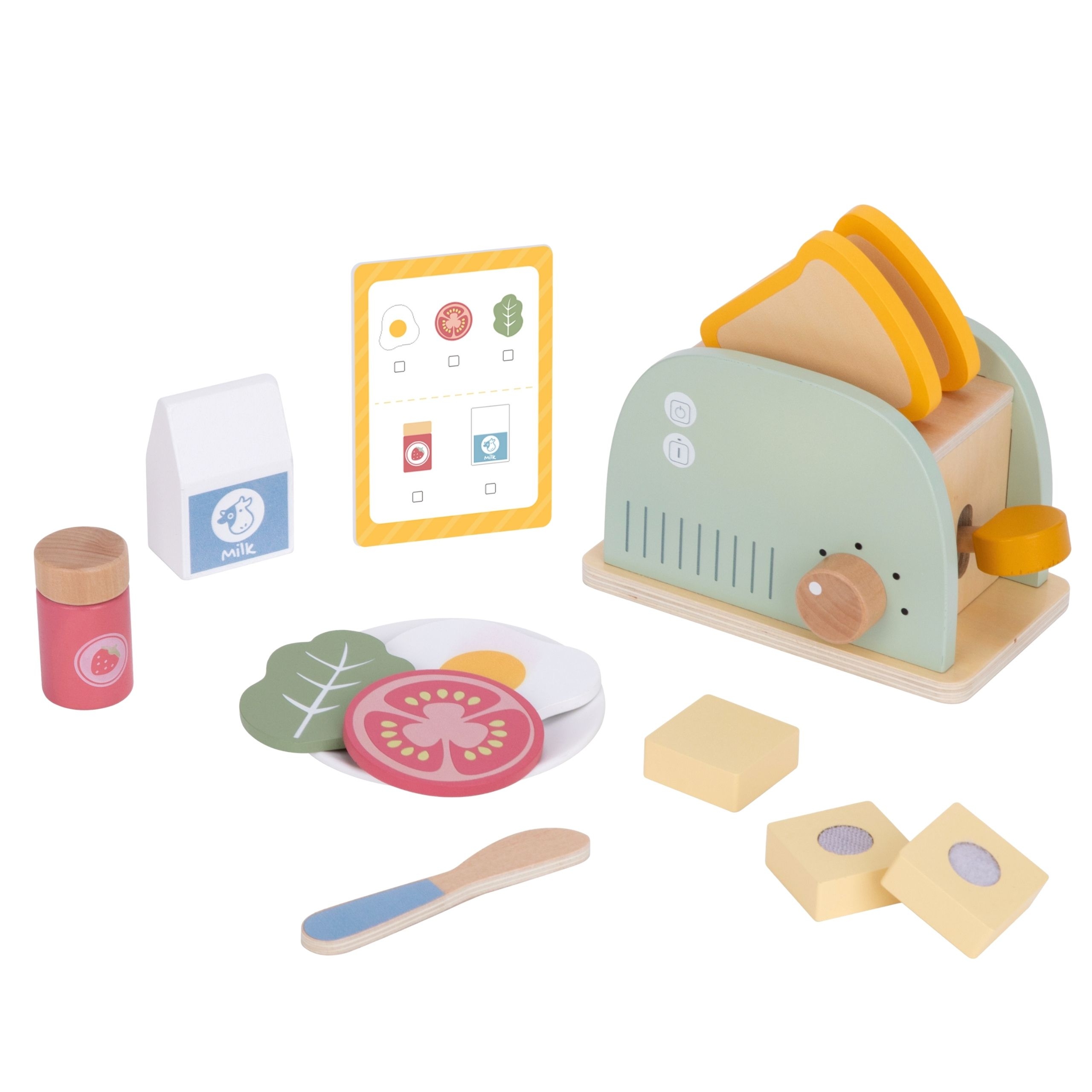 Drewniany toster zestaw śniadaniowy z akcesoriami 14 el. fsc - 13 z 15