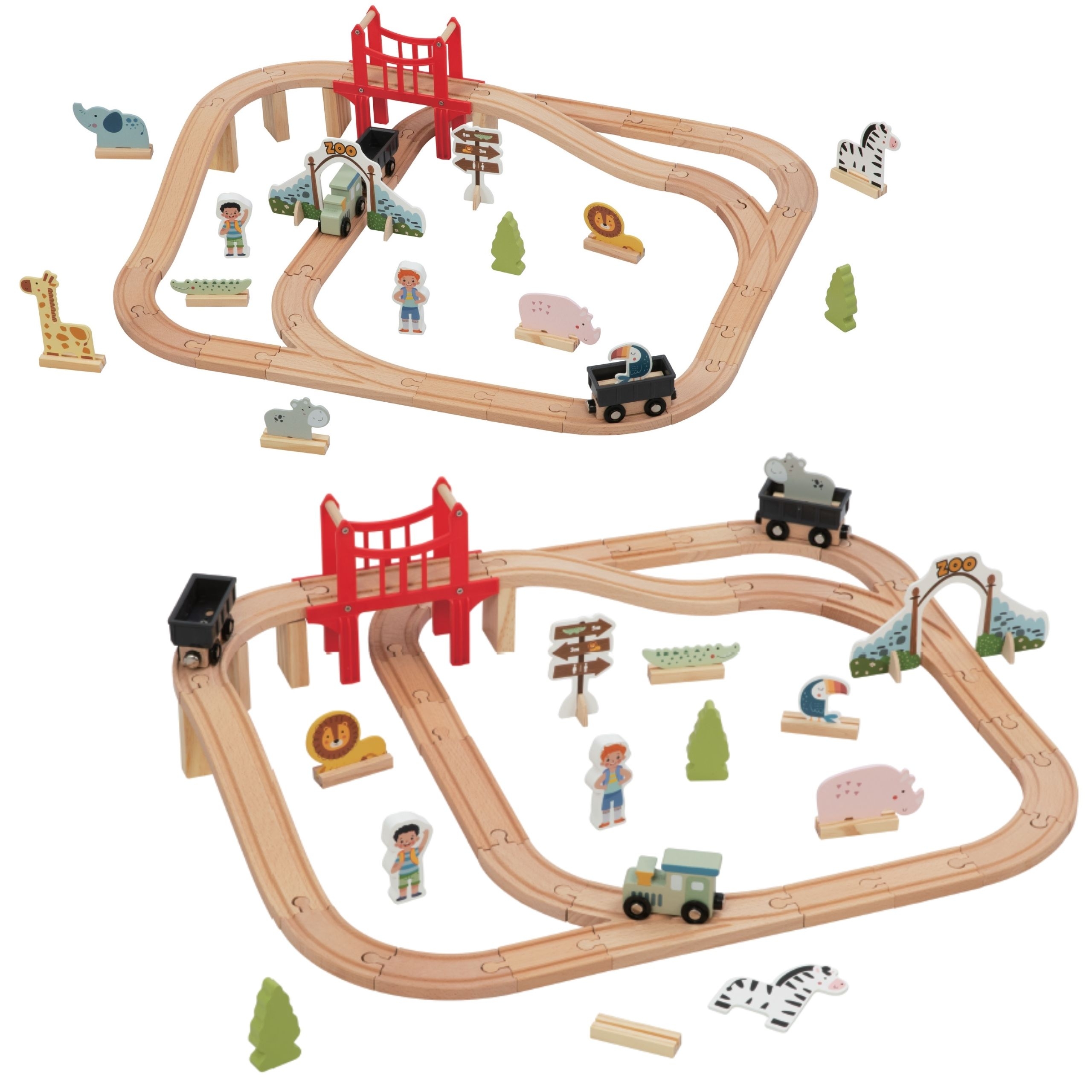 Drewniana kolejka zoo zestaw xl pociąg na magnes tor 60 el. fsc - 5 z 6