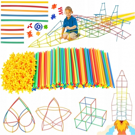 WOOPIE Klocki Konstrukcyjne Świecące Słomki 400 szt.