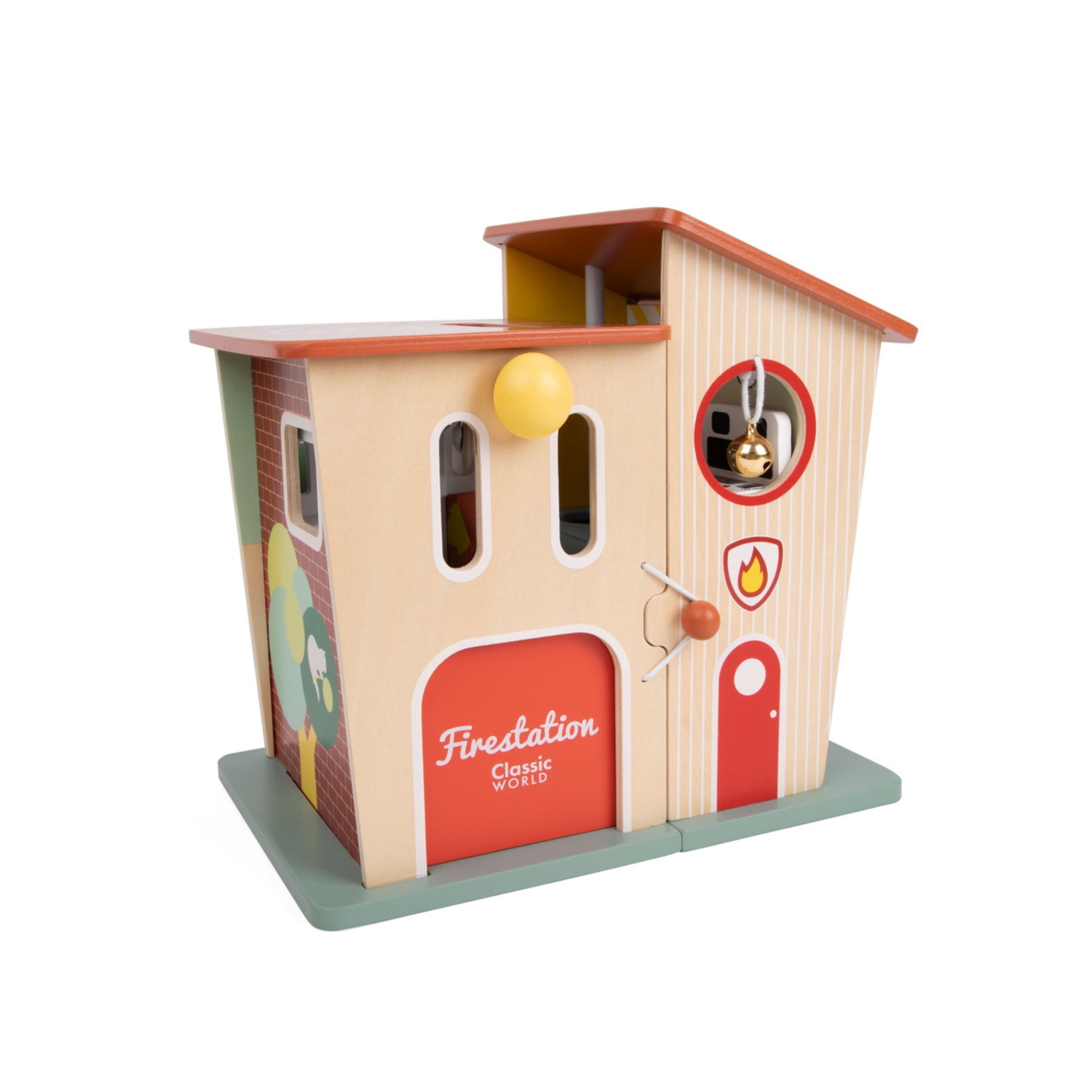 Remiza strażacka drewniana garaż auto helikopter figurki 13el. - 11 z 12