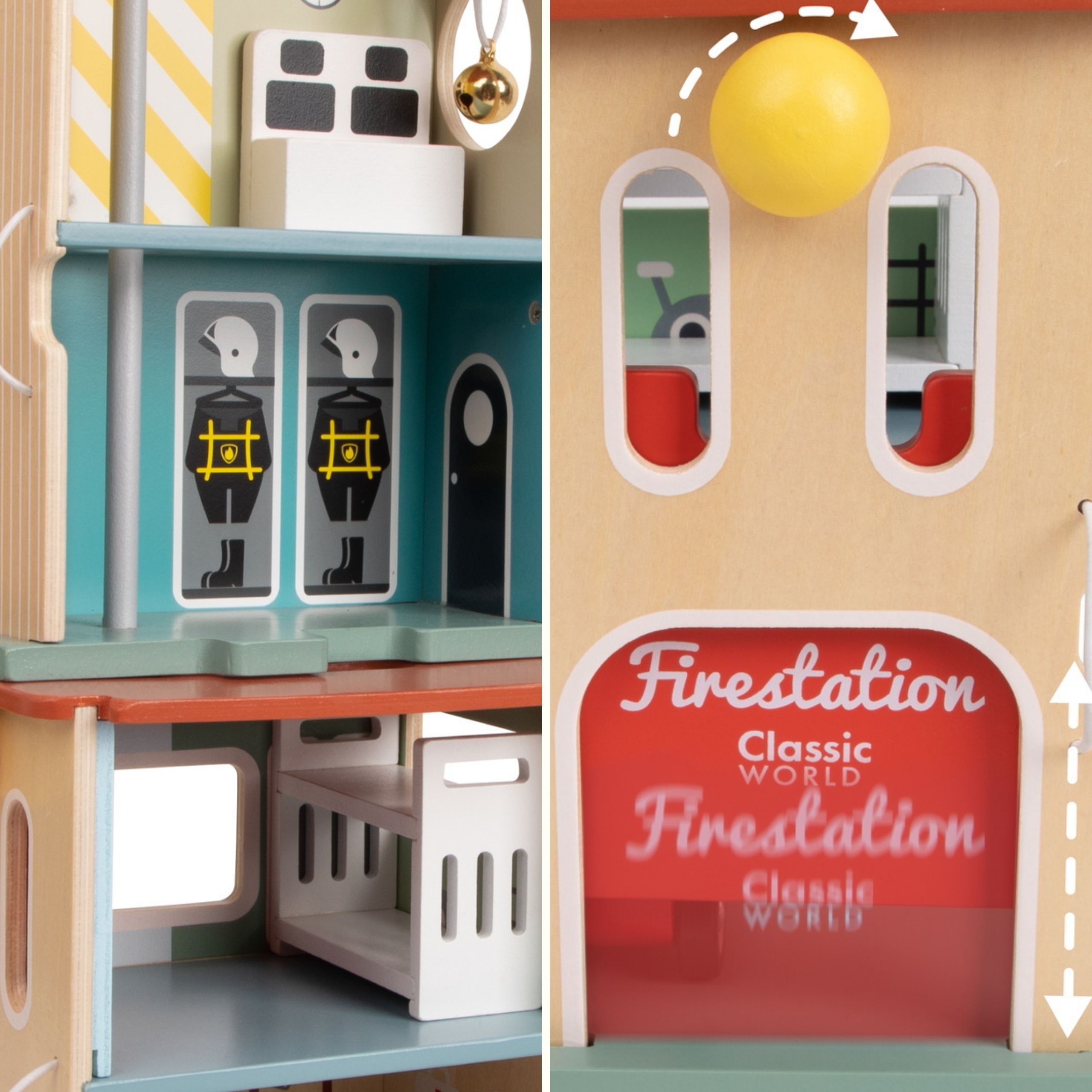 Remiza strażacka drewniana garaż auto helikopter figurki 13el. - 8 z 12