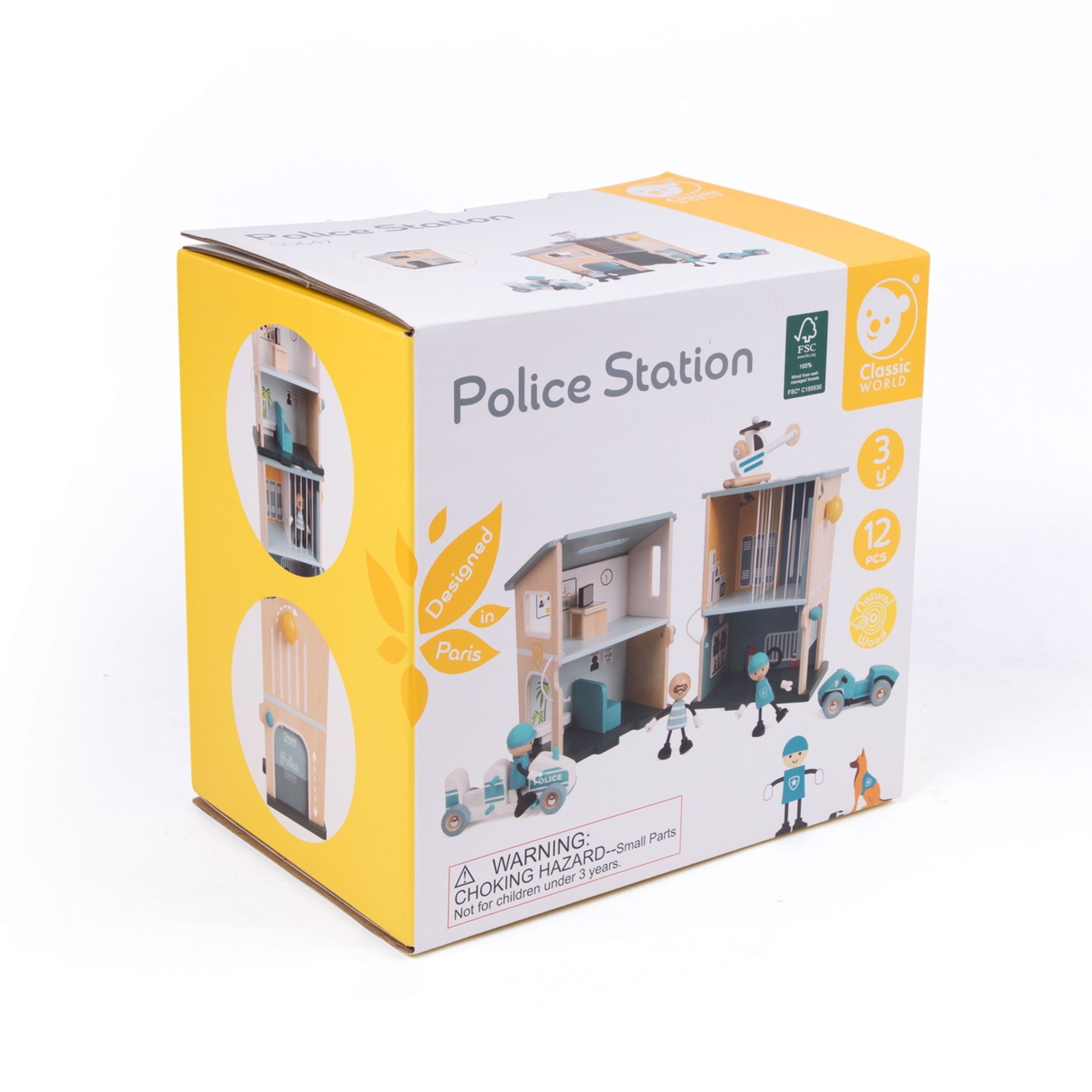 Posterunek policji drewniany samochód helikopter figurki 12el. - 11 z 11