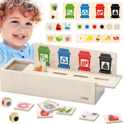 VIGA Układanka Gra drewniana do nauki sortowania śmieci