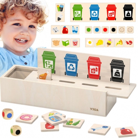 VIGA Układanka Gra drewniana do nauki sortowania śmieci