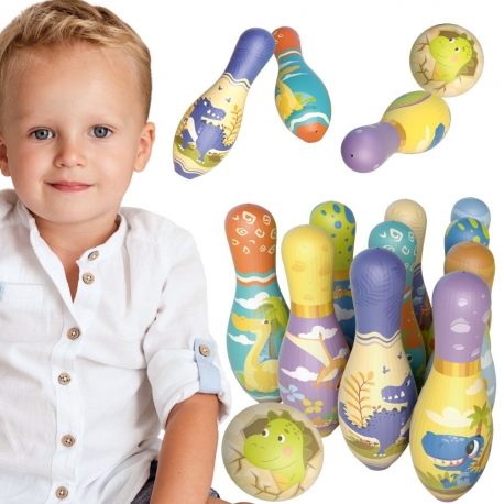 WOOPIE Gra Zręcznościowa Kręgle Dinozaury Zestaw 12el.