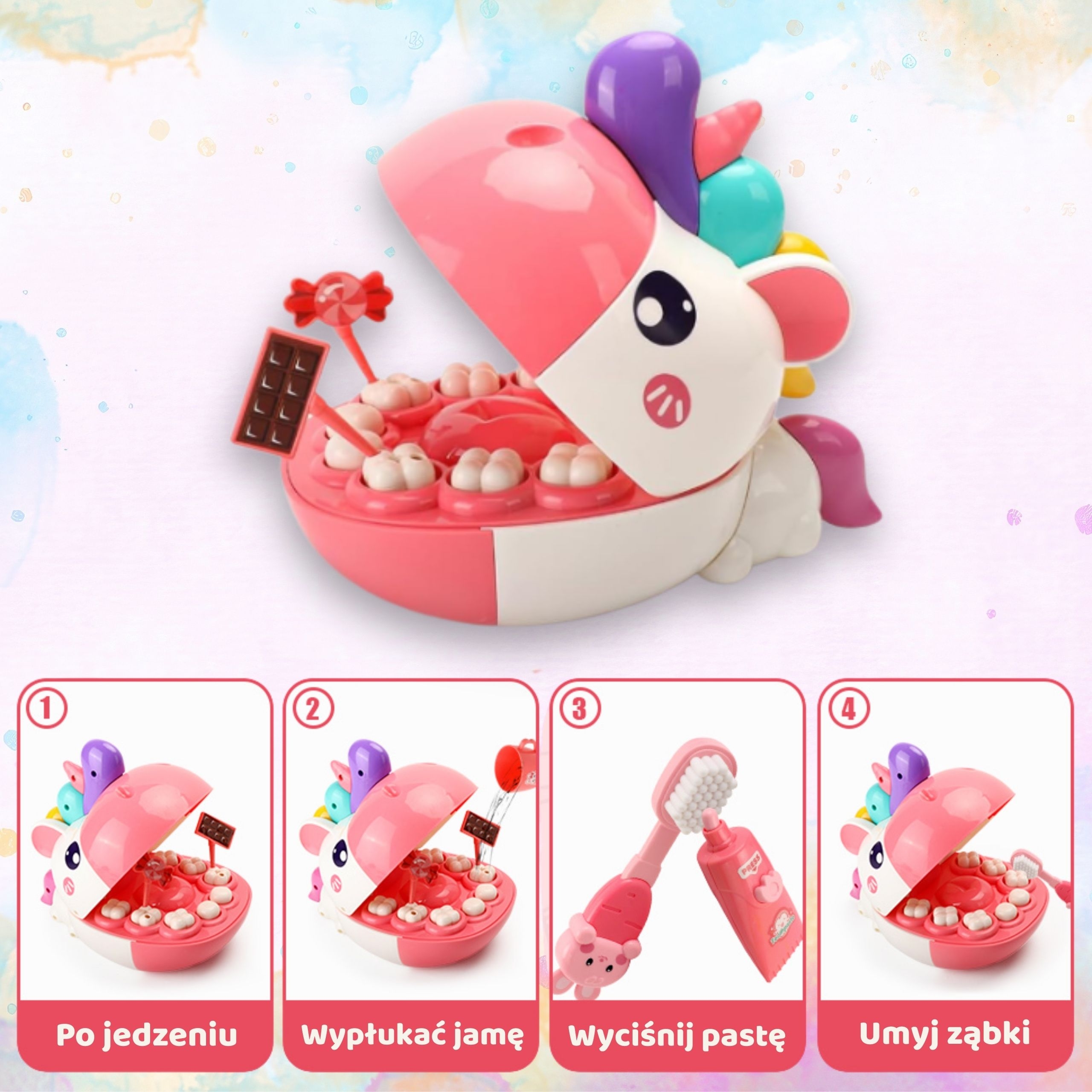 Zestaw małego dentysty głowa jednorożca akcesoria - 4 z 8