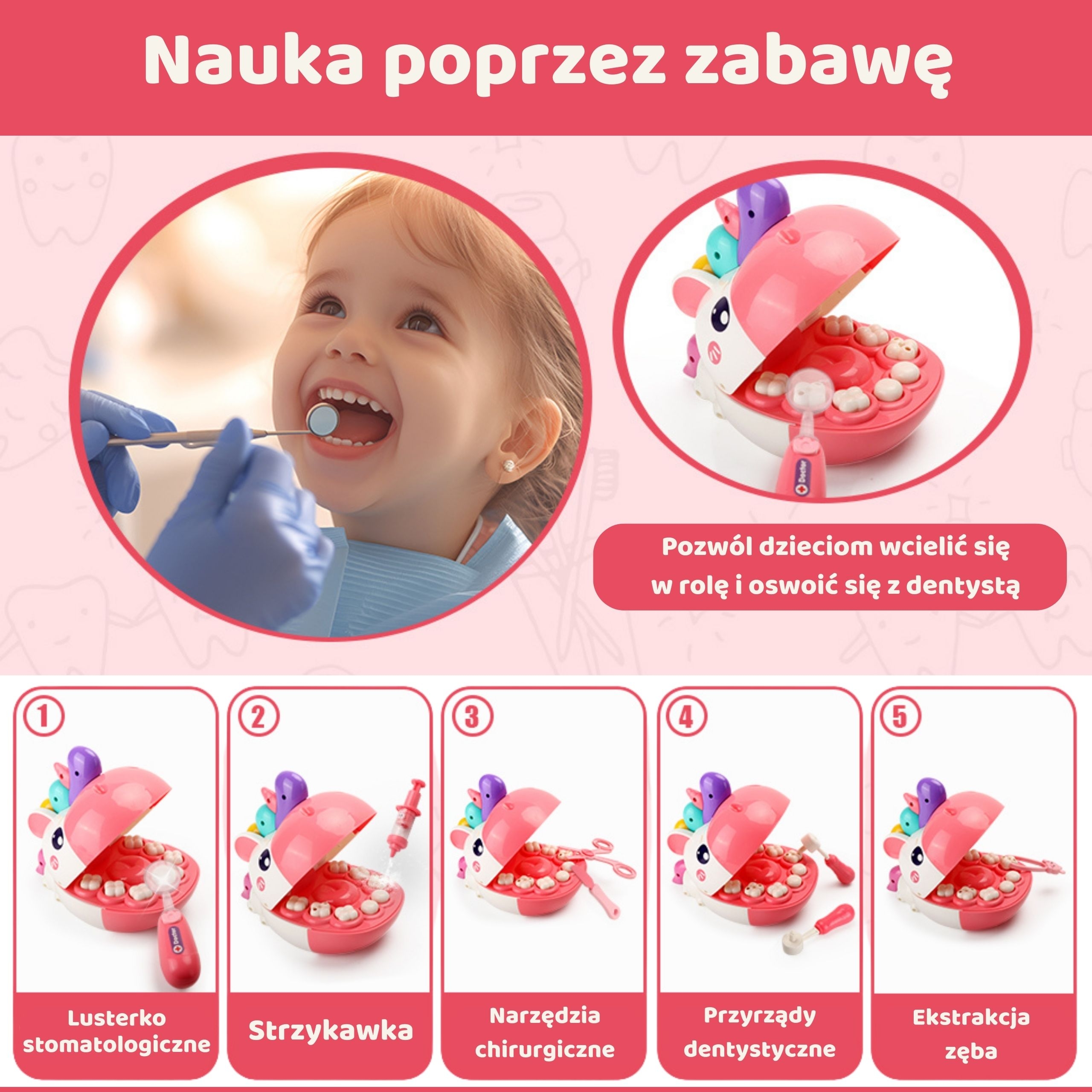 Zestaw małego dentysty głowa jednorożca akcesoria - 5 z 8