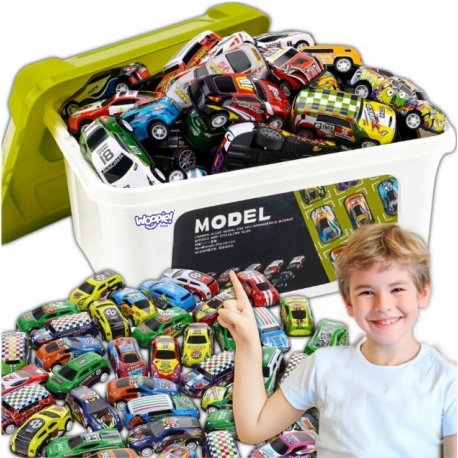 WOOPIE Zestaw Aut Wyścigowych Autka w Pudełku 50 el. + Mapka