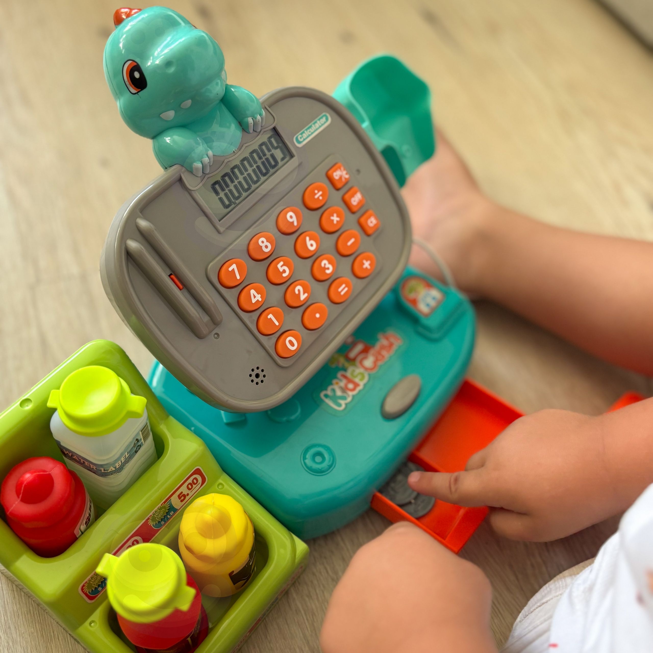 Kasa sklepowa z półką dino niebieski - 16 z 19