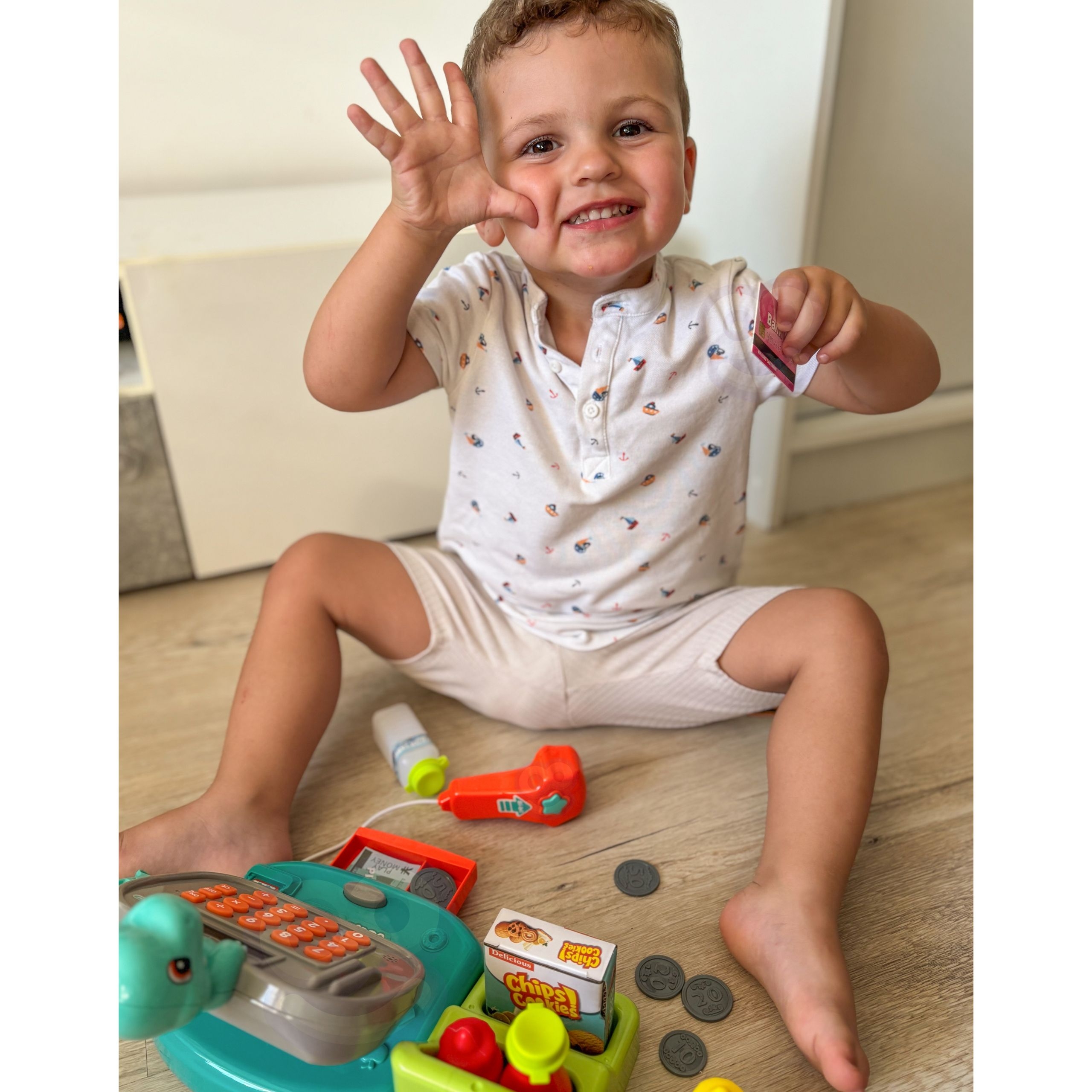 Kasa sklepowa z półką dino niebieski - 17 z 19