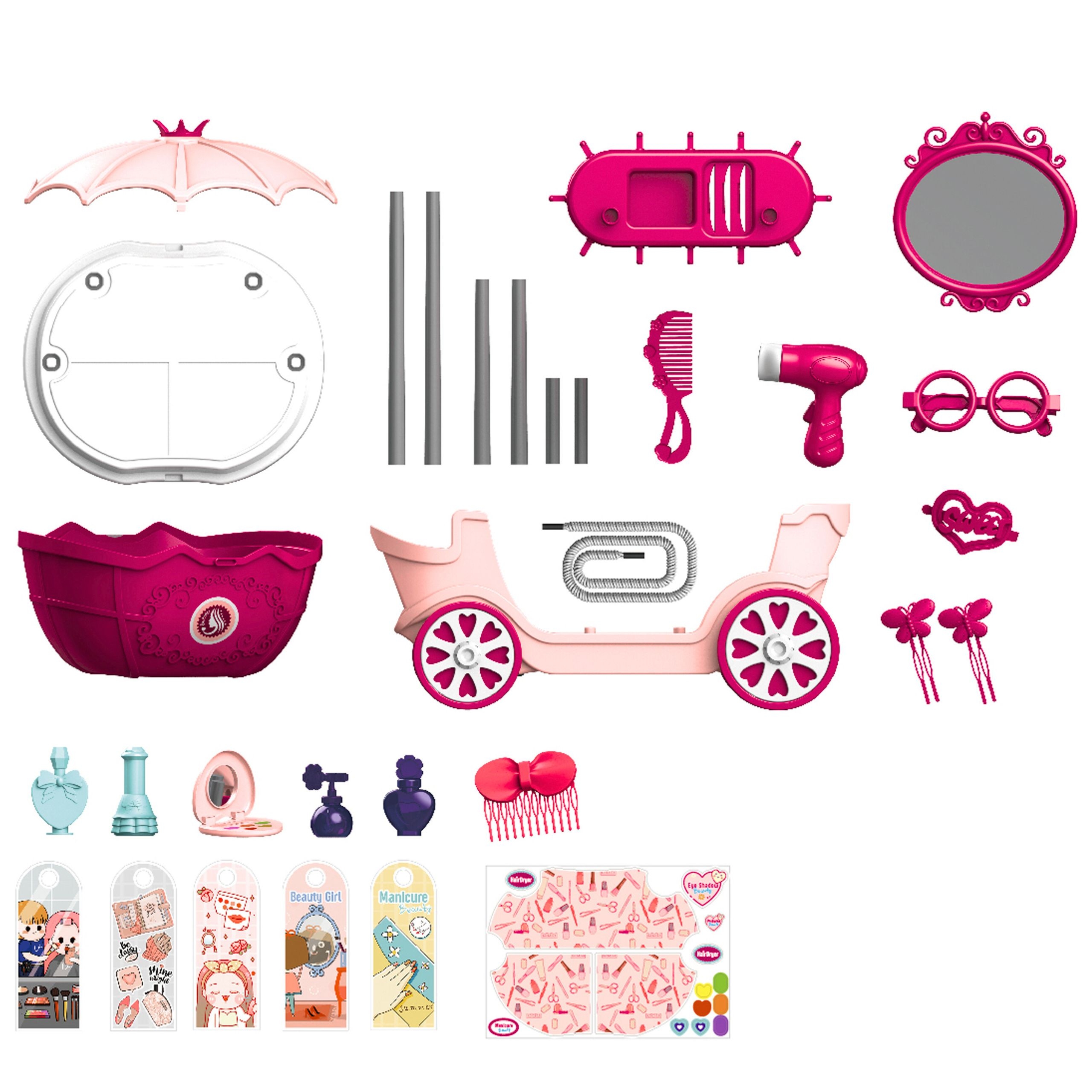 Salon piękności urody toaletka na kółkach wózek wlizka 31 akc. 4w1 - 17 z 20