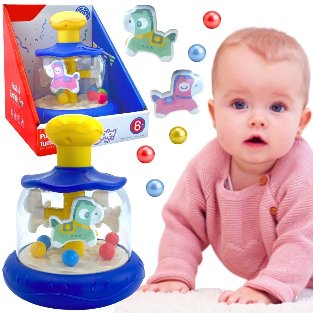 WOOPIE BABY Kolorowe Koniki Niebieski Bączek Karuzela z Kulkami