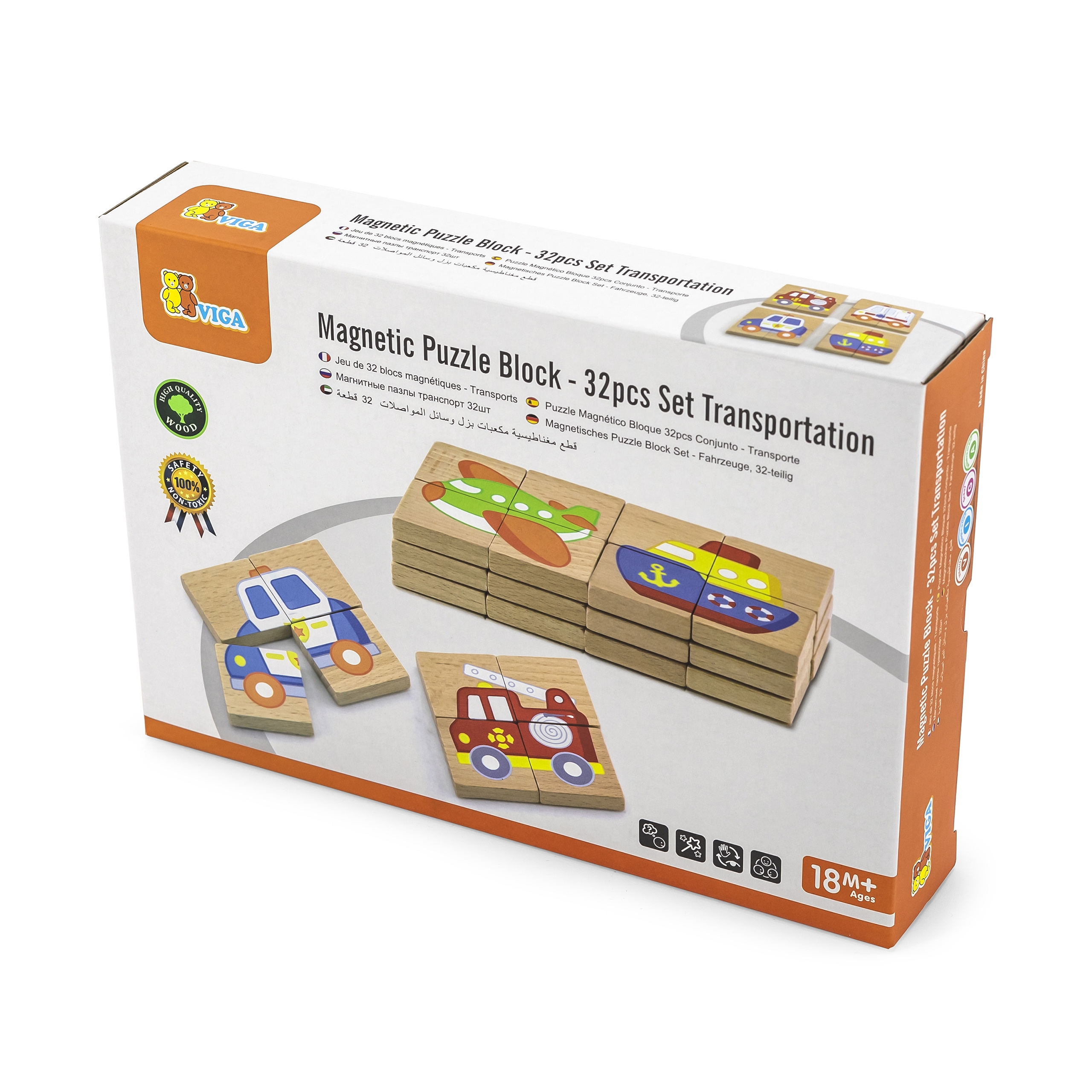 Układanka drewniana puzzle magnetyczne - pojazdy certyfikat fsc - 11 z 12