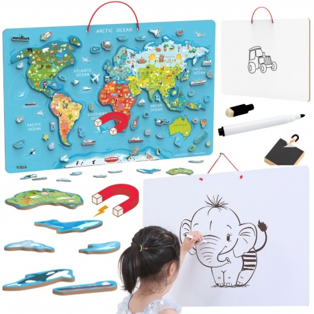 Viga 2w1 Tablica Edukacyjna z Magnetyczną Mapą Świata