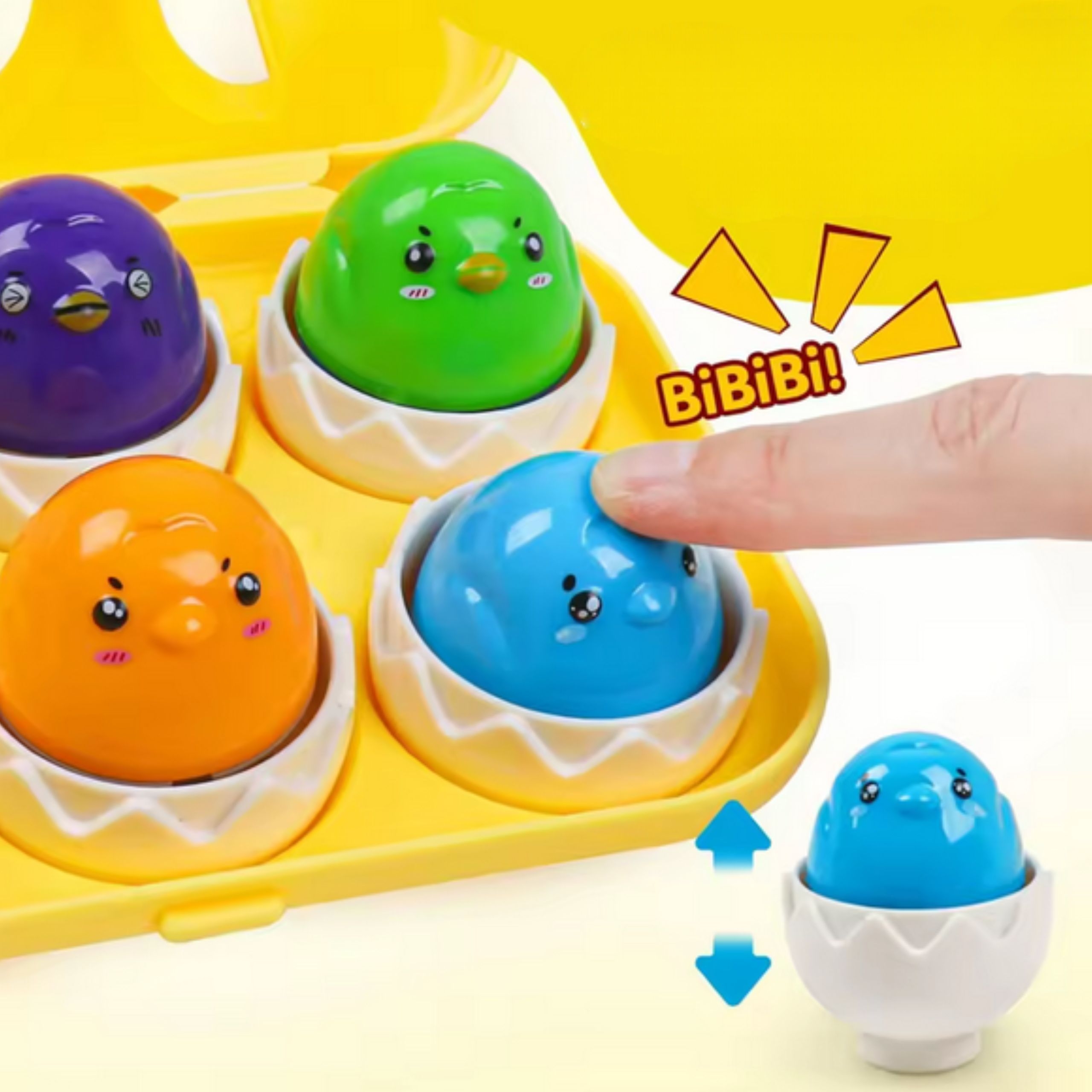 WOOPIE Układanka Sorter Montessori Dopasuj Kształty Wesołe Kurczaczki Jajka 6szt