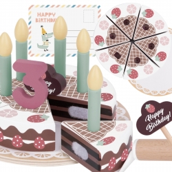 TOOKY TOY Drewniany Tort Urodzinowy ze Świeczkami Rzepy