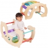WOOPIE GREEN Drewniany Tęczowy Bujak i Mostek 2w1 Montessori FSC