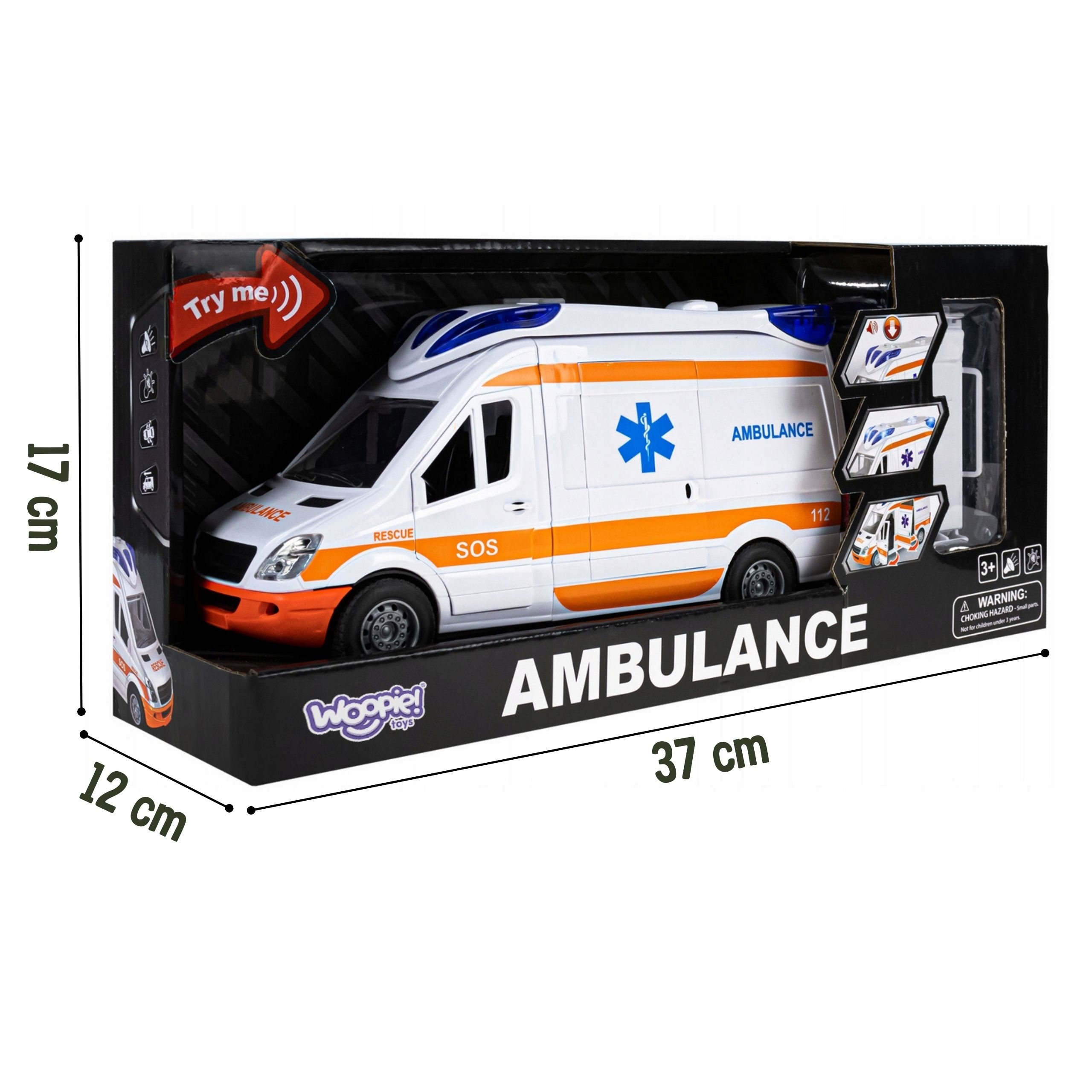 Pogotowie karetka ambulans nosze w zestawie + sygnały dźwiękowe i świetlne - 17 z 21