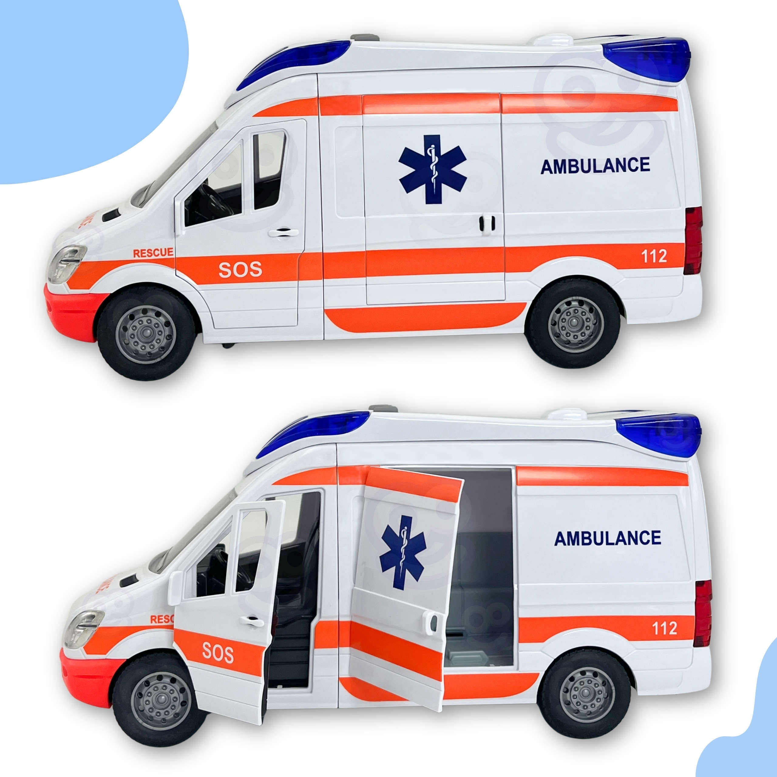 Pogotowie karetka ambulans nosze w zestawie + sygnały dźwiękowe i świetlne - 13 z 21