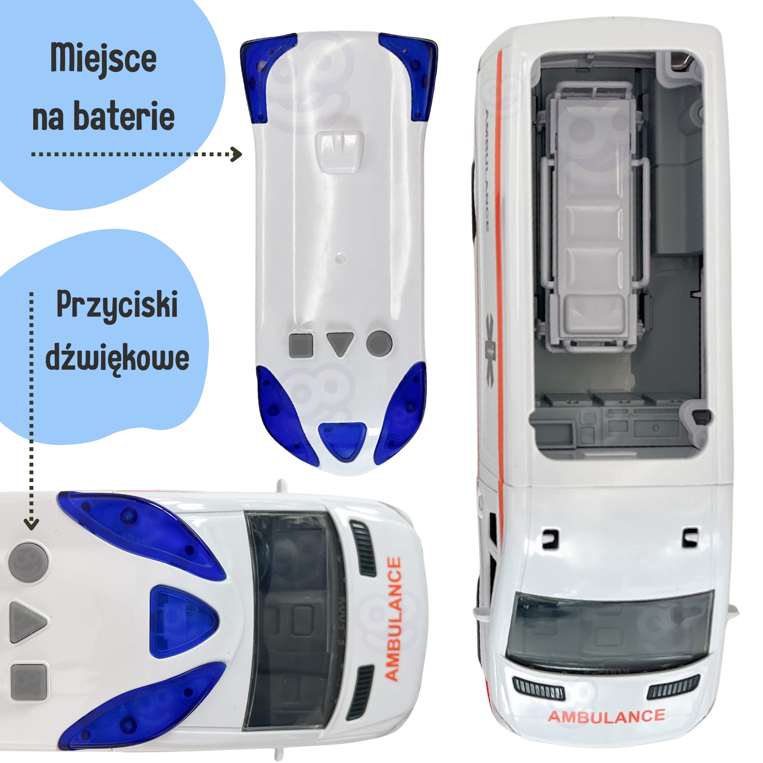 Pogotowie karetka ambulans nosze w zestawie + sygnały dźwiękowe i świetlne - 9 z 21