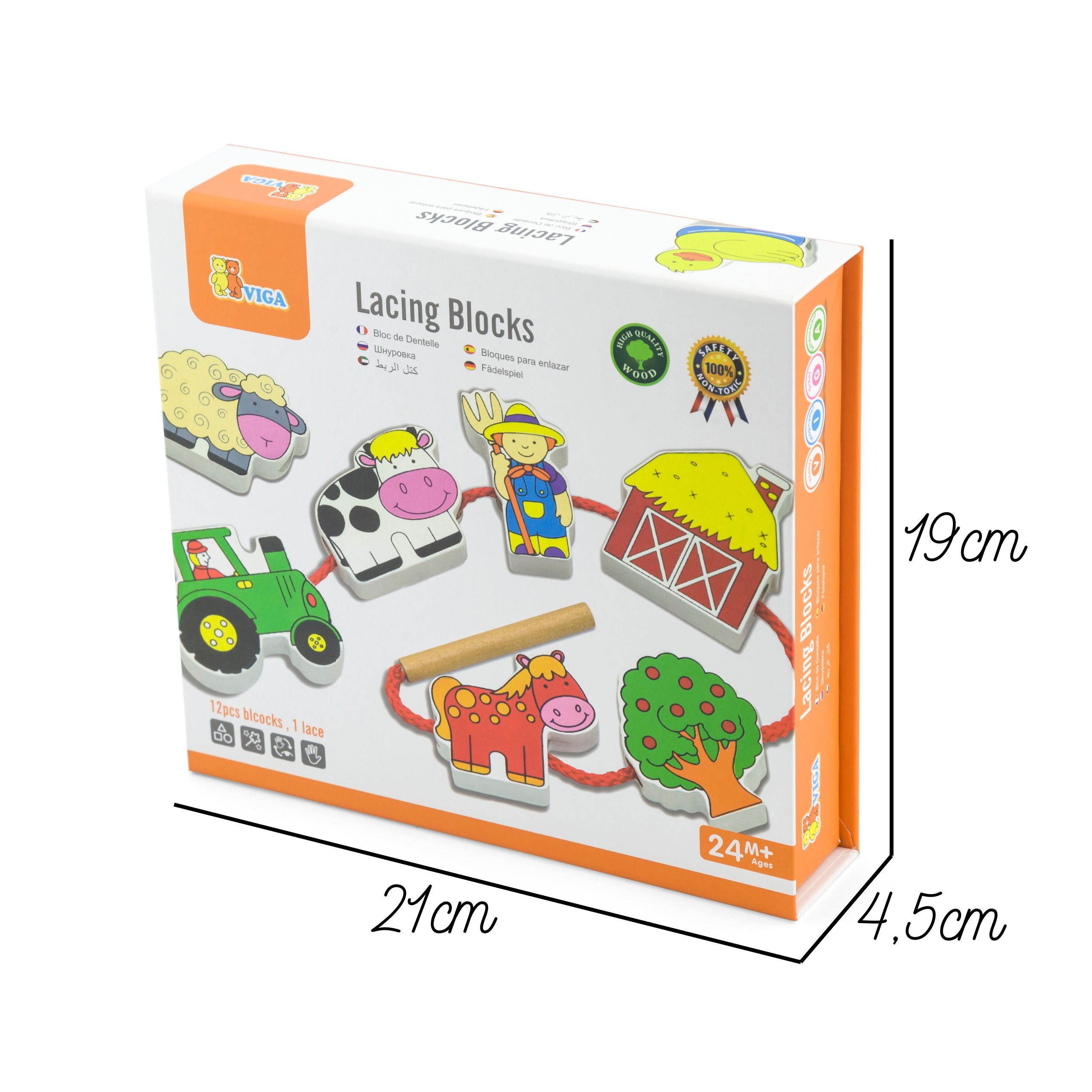 Drewniana przeplatanka klocki farma do nawlekania montessori - 13 z 13