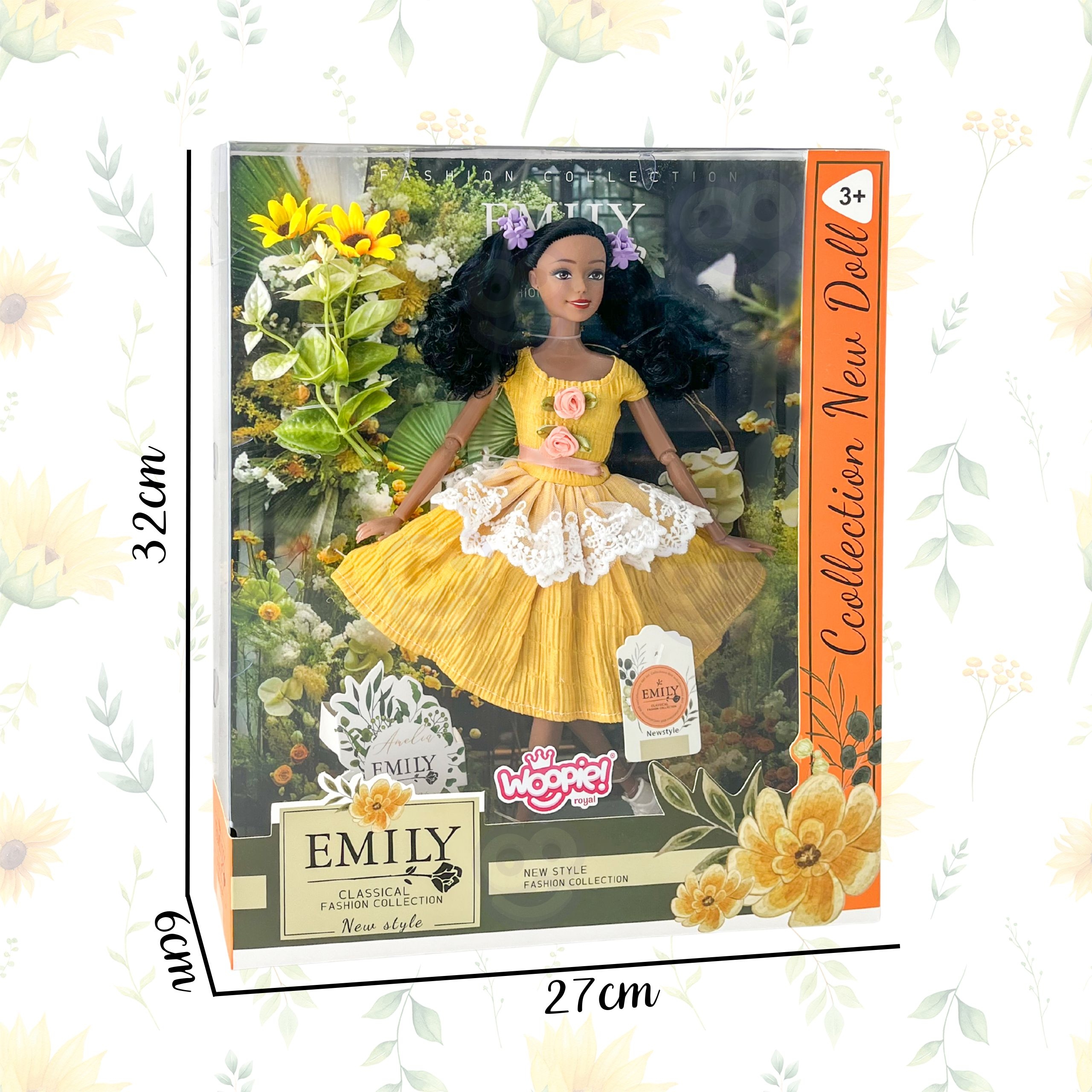 Lalka emi 32 cm modny strój i piękne czarne włosy - 4 z 4