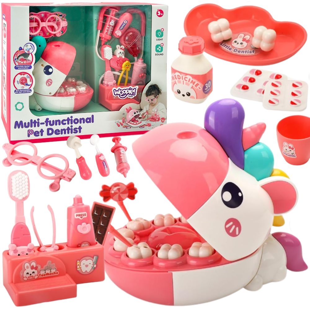 Zestaw małego dentysty głowa jednorożca akcesoria