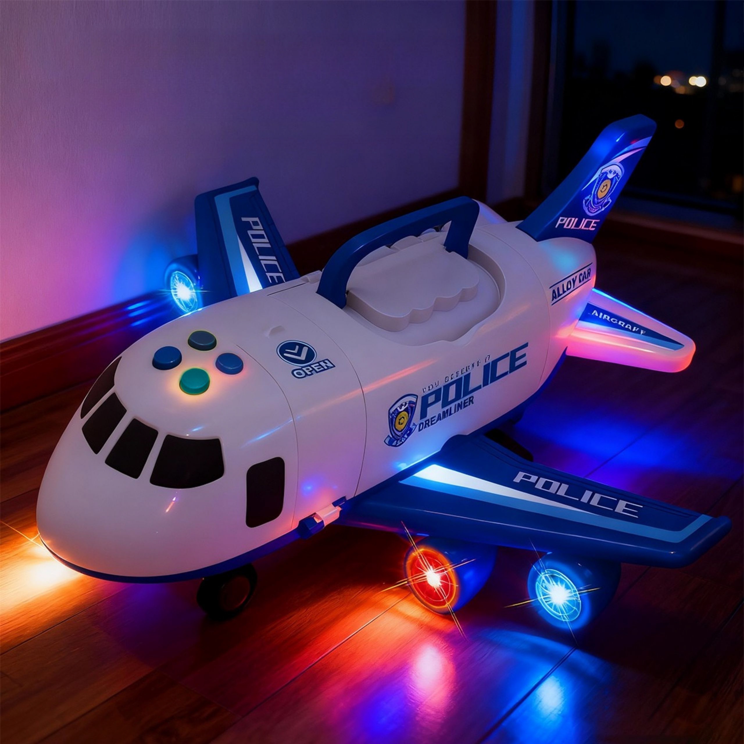 Samolot rozkładany transporter policja z 3 autami policyjnymi zestaw xl znaki drogowe - 19 z 27