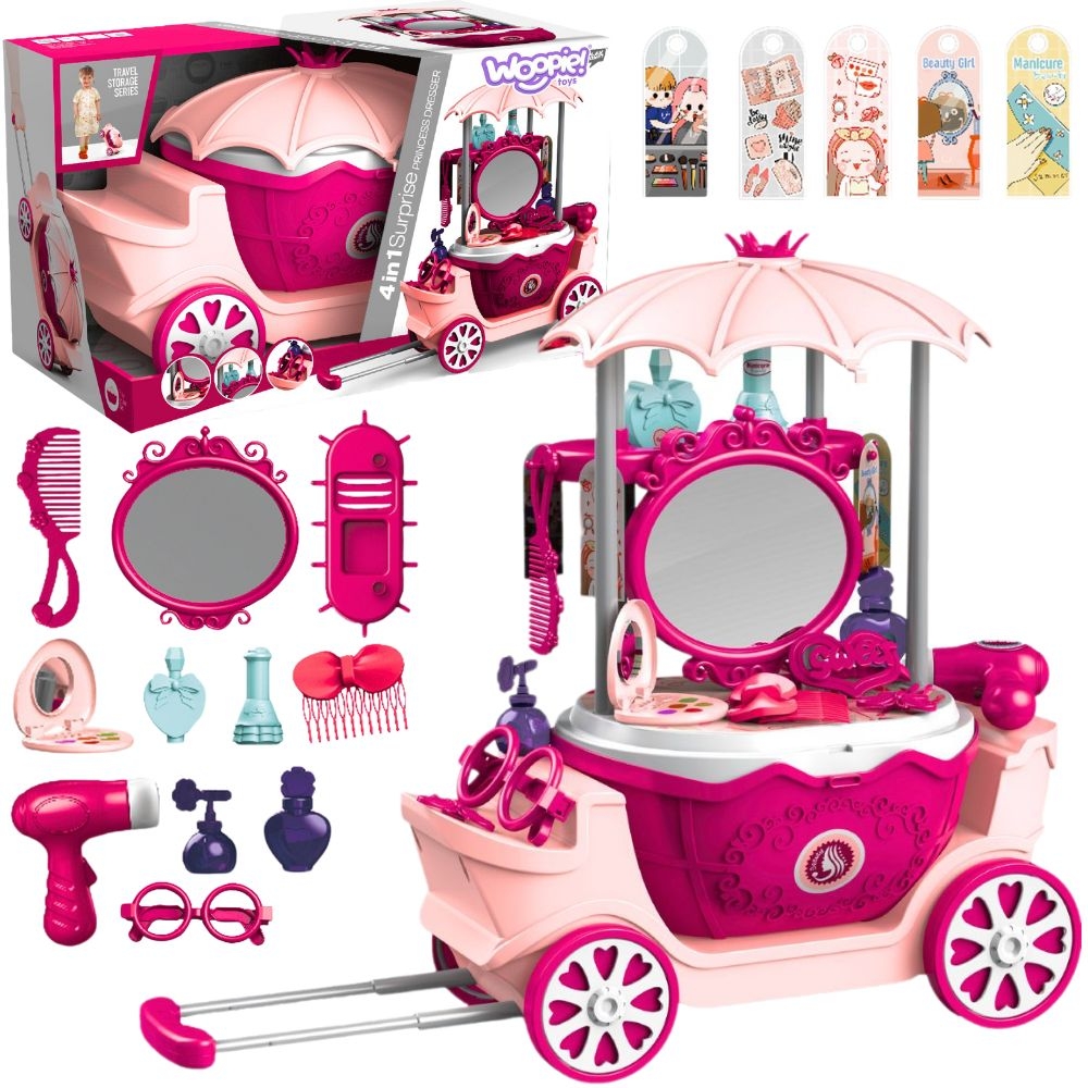 WOOPIE Salon Piękności Urody Toaletka na Kółkach Wózek Wlizka 31 akc. 4w1 WOOPIE Salon Piękności Urody Toaletka na Kółkach Wózek Wlizka 31 akc. 4w1