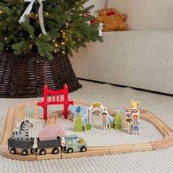 WOOPIE GREEN Drewniana Kolejka Zoo Zestaw 60 Elementów