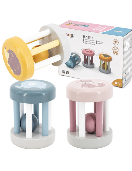 VIGA PolarB Drewniana Grzechotka Ze Zwierzątkiem