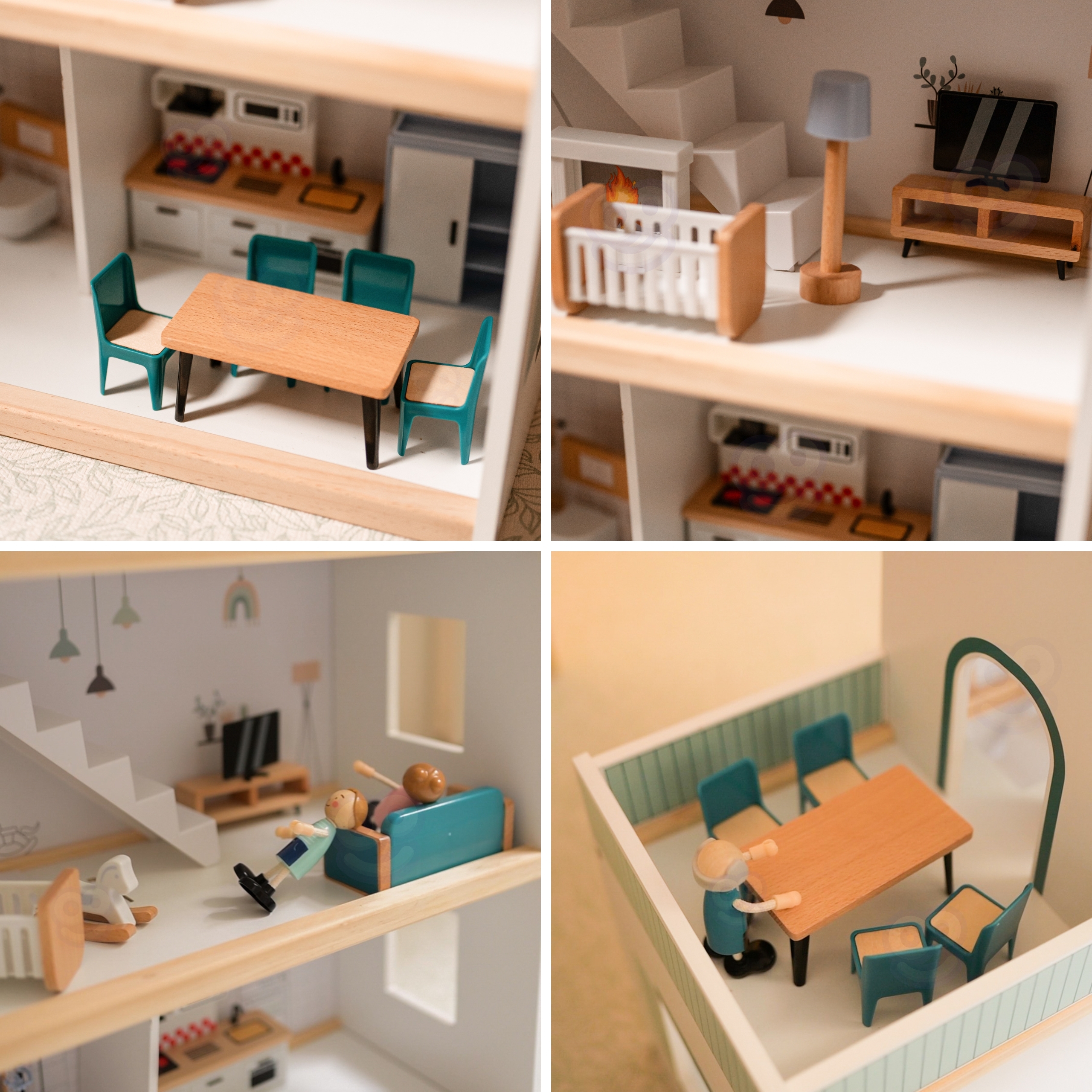 Pastelowy Raj - Drewniany Domek z Rodziną Lalek FSC - 14 z 22