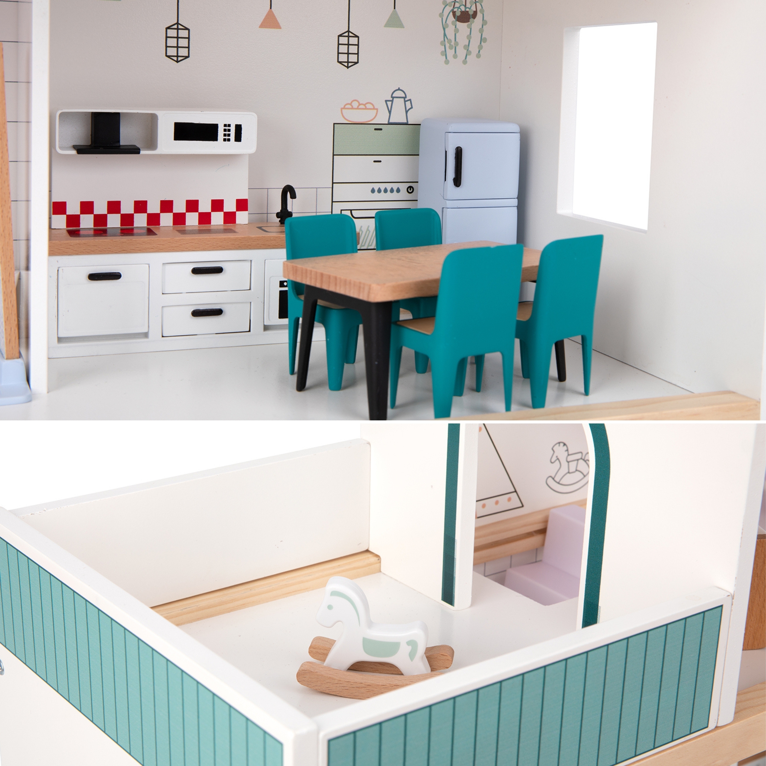 Pastelowy Raj - Drewniany Domek z Rodziną Lalek FSC - 19 z 22