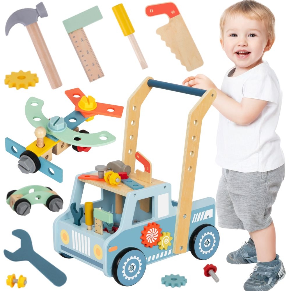 TOOKY TOY Drewniany Chodzik Samochód Mini Warsztat STEM