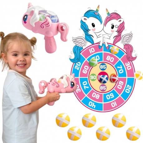 WOOPIE Gra Zręcznościowa w Rzutki na Rzepy Zestaw 2w1 Tarcza Wyrzutnia Jednorożec