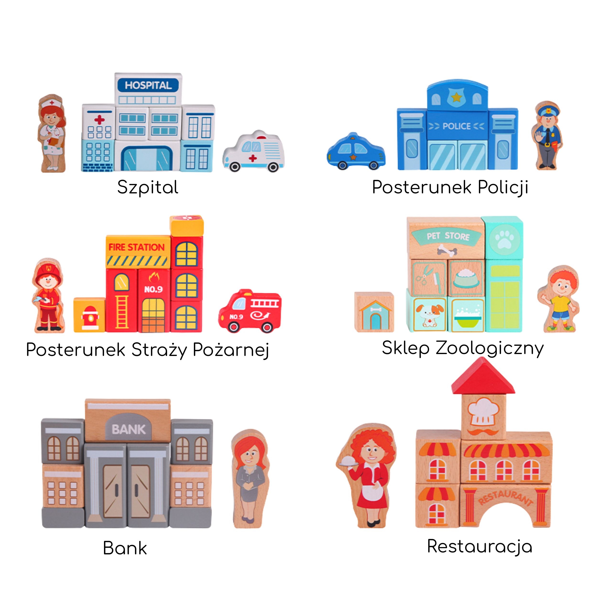 Drewniane klocki zbuduj miasto 120 elementów - 11 z 12