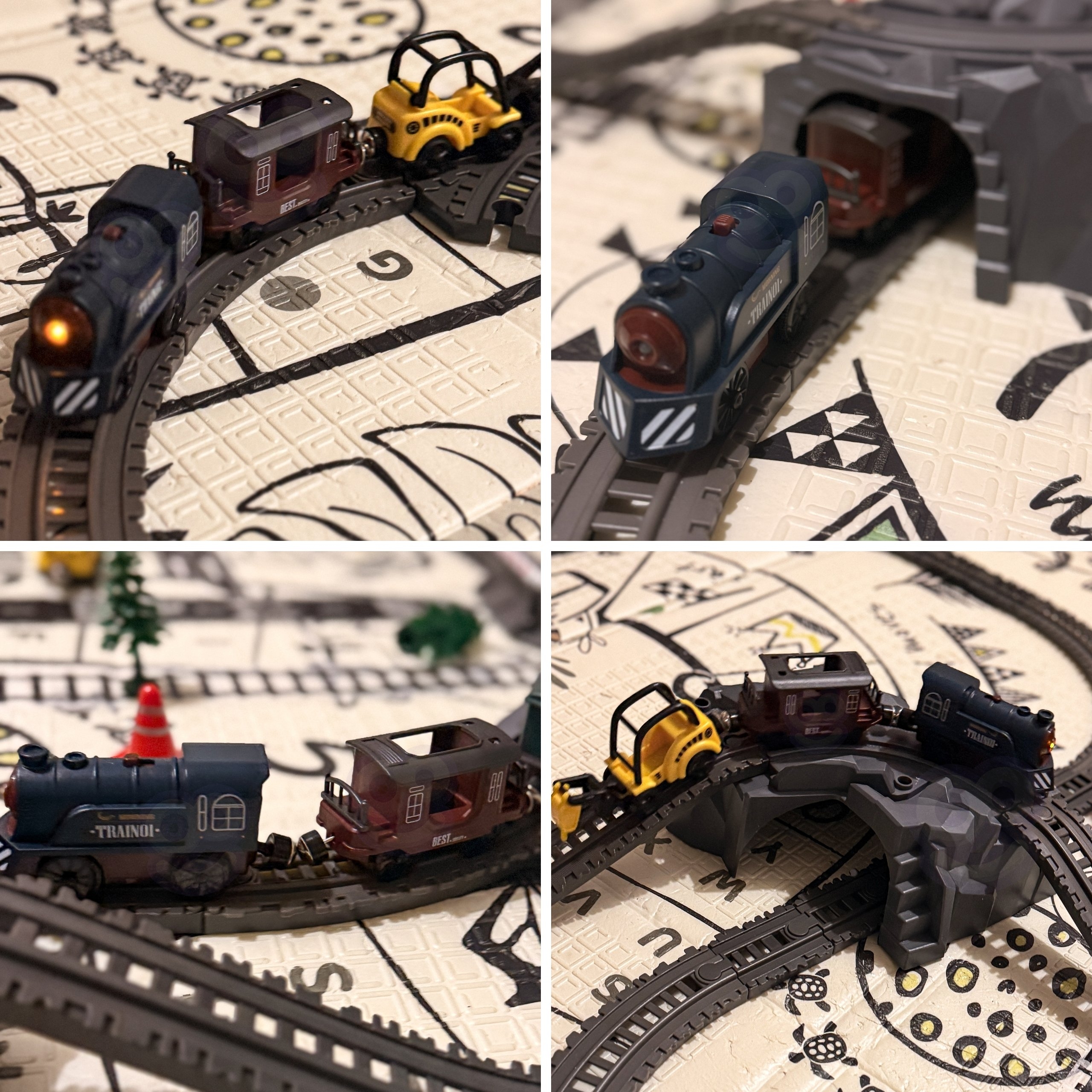 Elektryczna kolejka tor retro ciuchcia lokomotywa + 2 wagony – zestaw 76 el. - 10 z 11