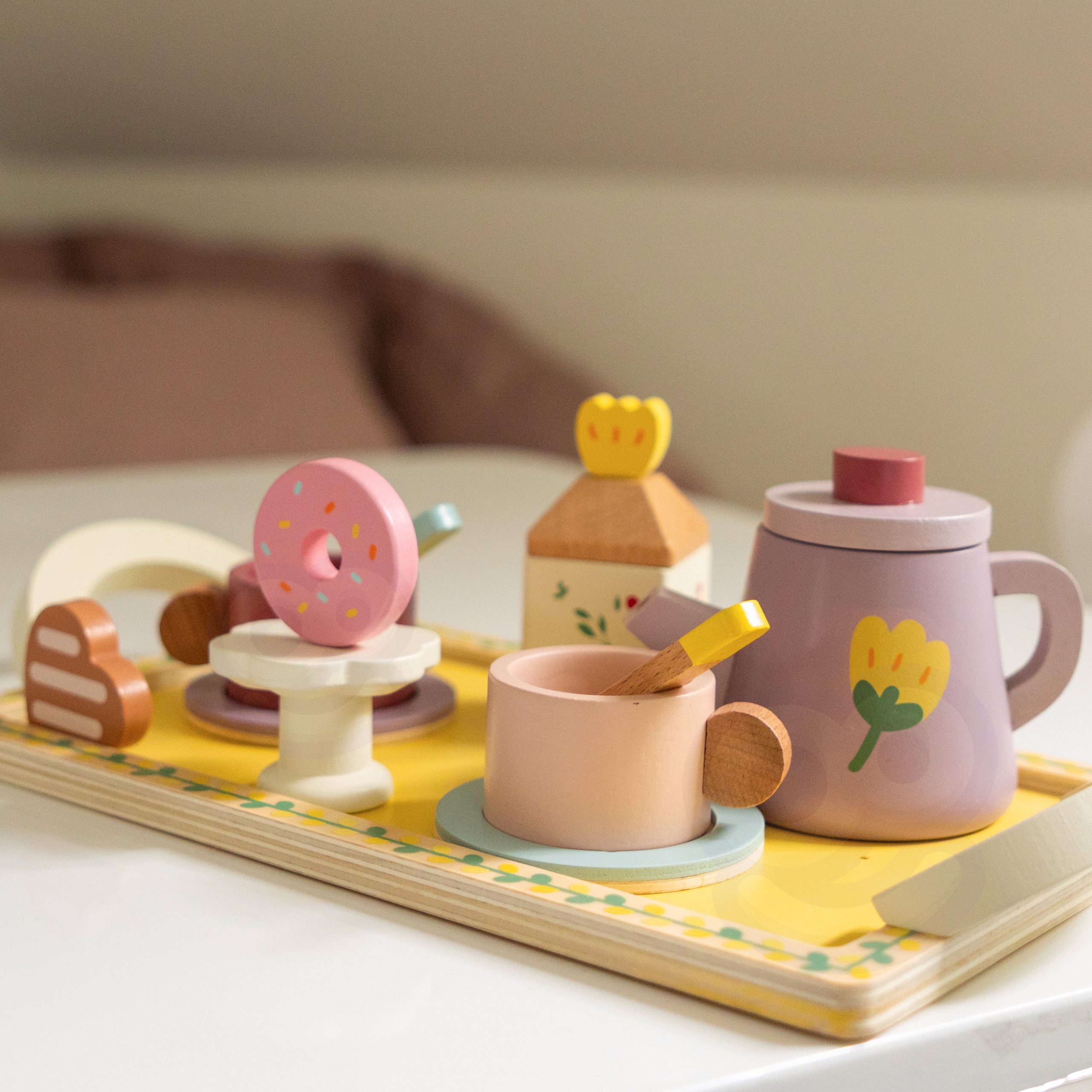 CLASSIC WORLD Drewniany Zestaw do Herbaty i Deserów 14 el.